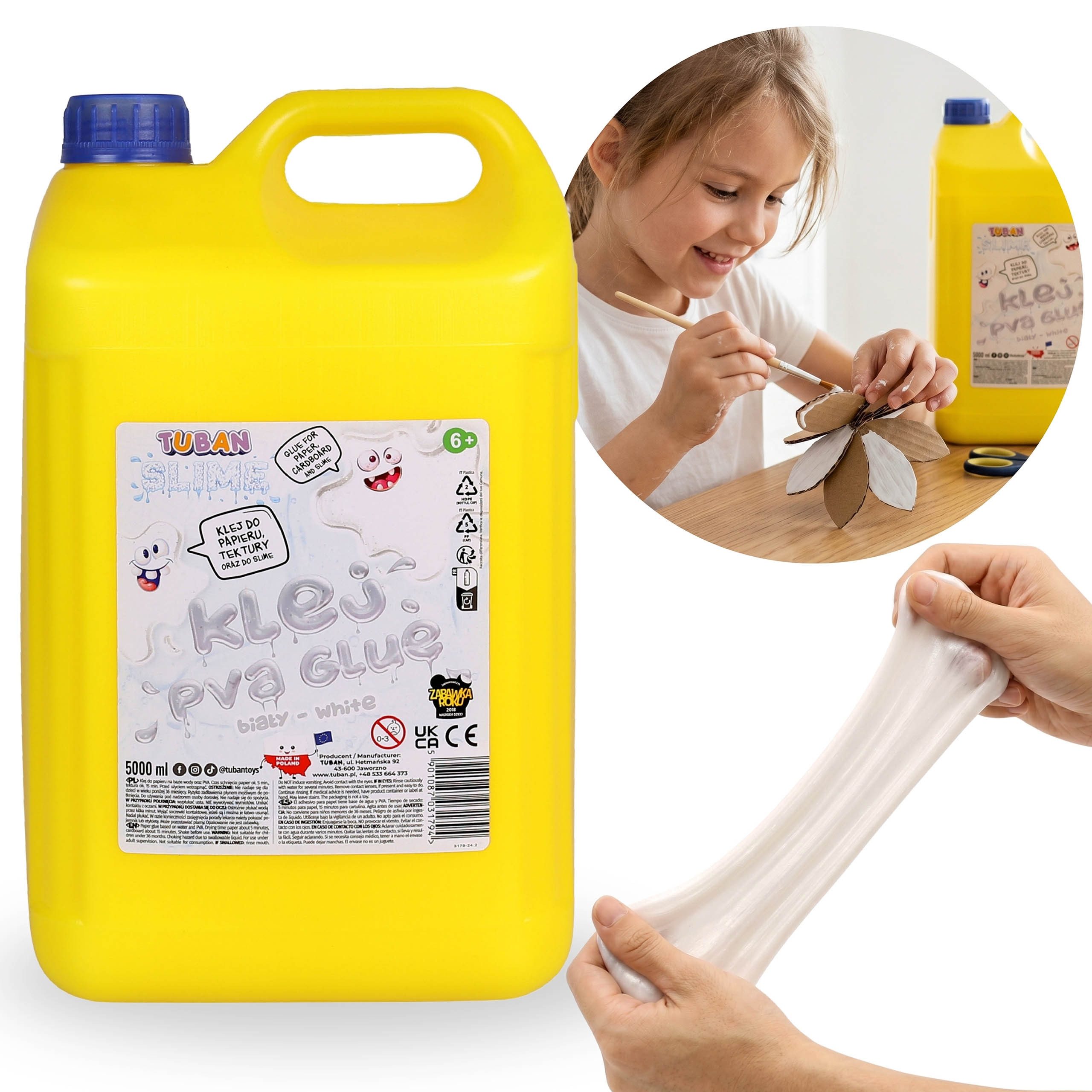 Sarcia.eu Bastelkleber Tuban Weißer Slime Kleber 5L – PVA Bastelkleber, hohe Deckkraft
