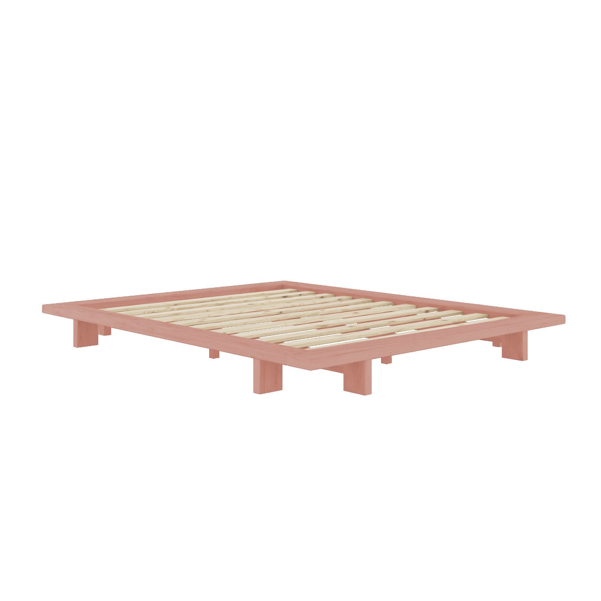 Karup Design Bettgestell JAPAN BED, Futonbett, Bodenbett, Holzrahmen, Jugendbett, Holzbett, Massivholzbett mit Lattenrost, Kiefer massiv, Doppelbett ohne Kopfteil