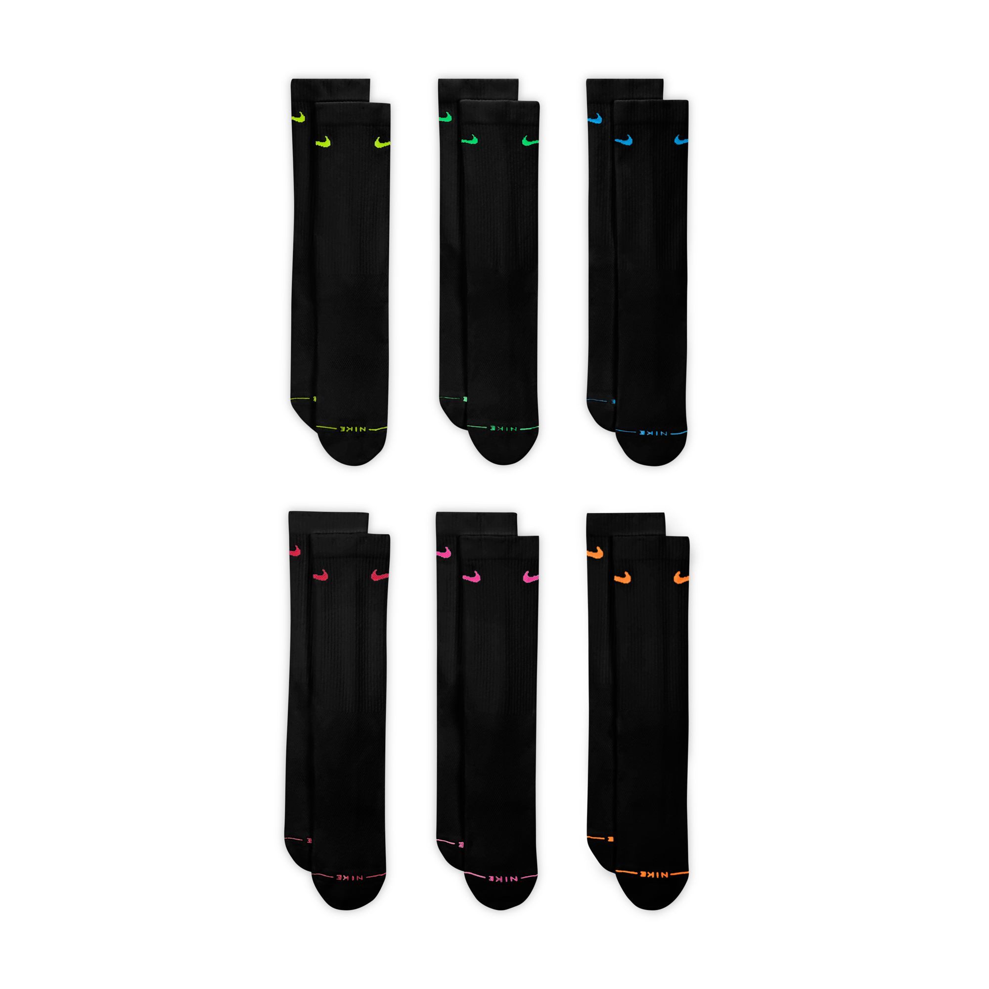 Nike Funktionssocken U NK ED ELVD CRW 6P - 144 atmungsaktives Material, für Erwachsene