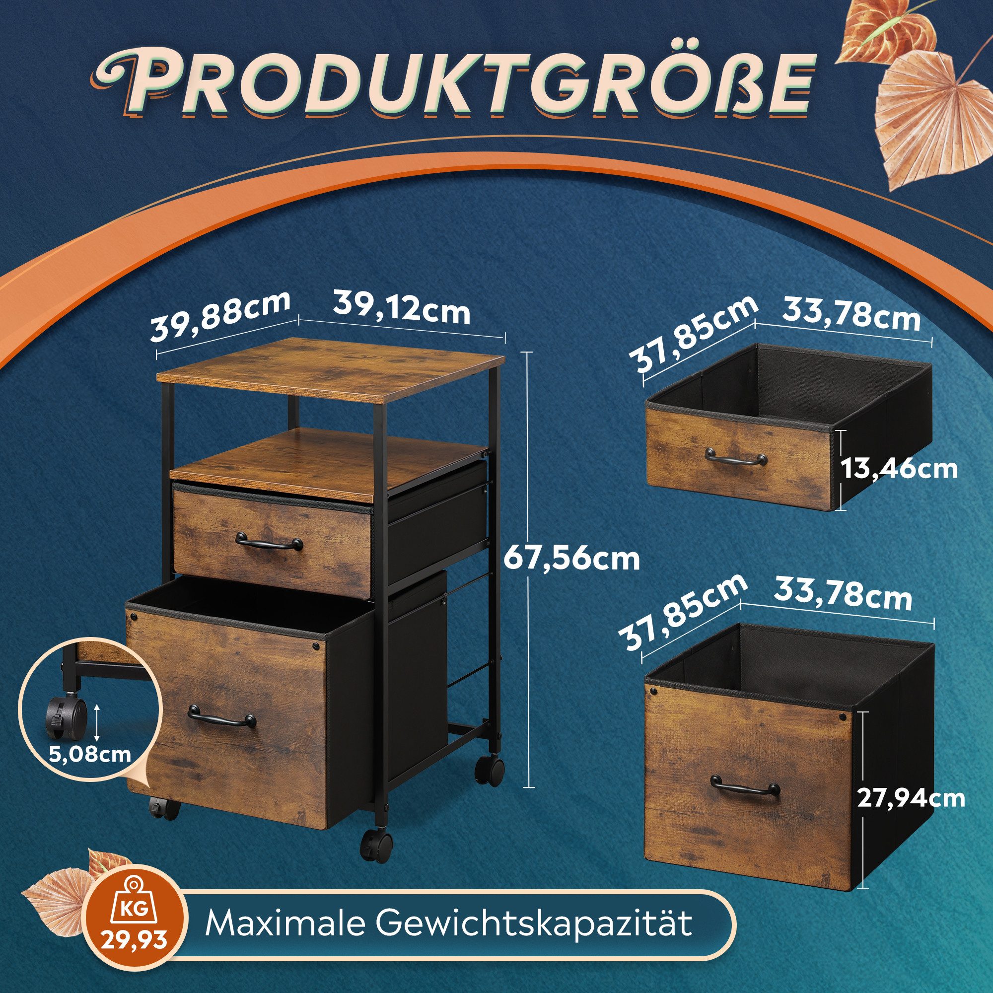 DEVAISE Aktenschrank Rollcontainer mit 2 Schubladen günstig online kaufen