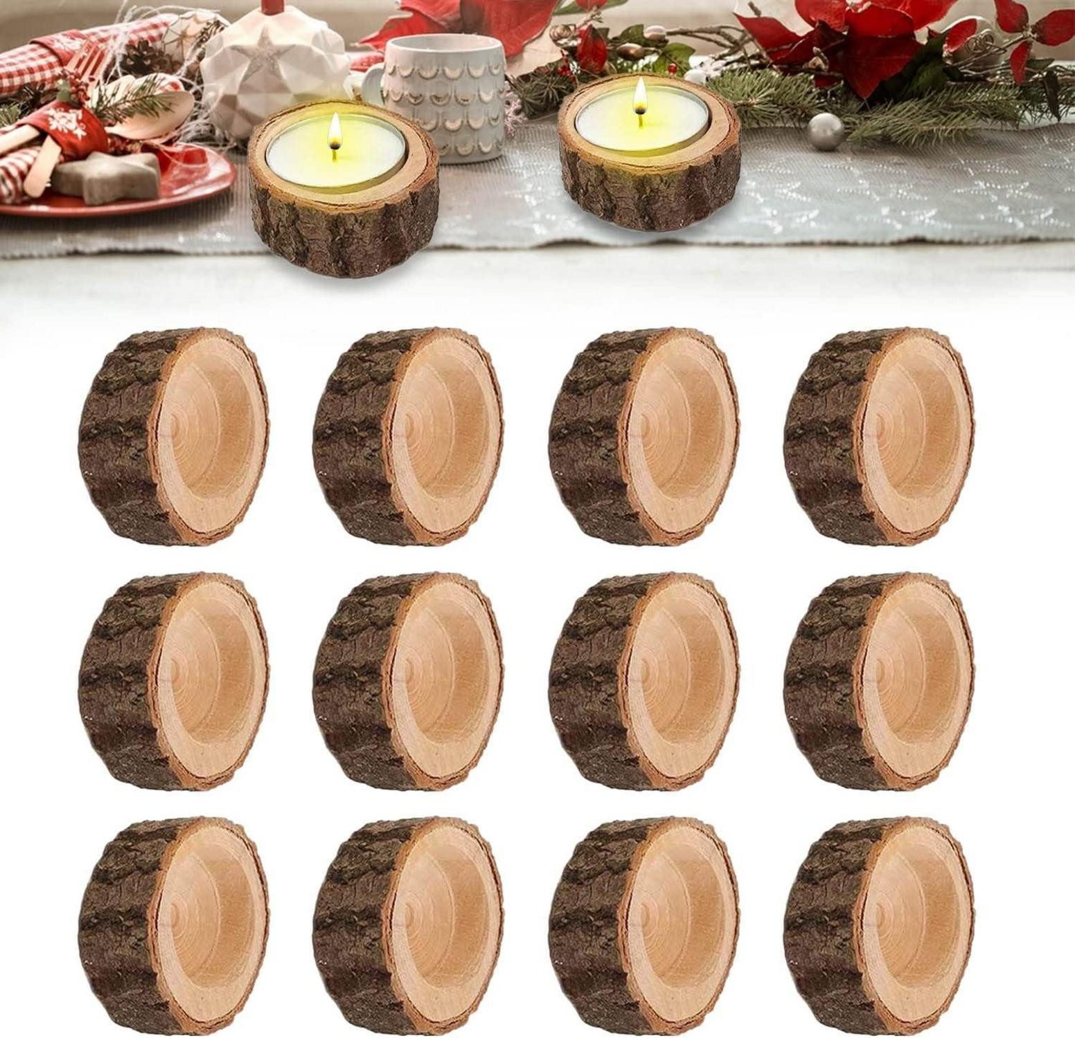 Teelichthalter Teelichthalter Holz 12 Stück - Kerzenhalter Kerzenständer