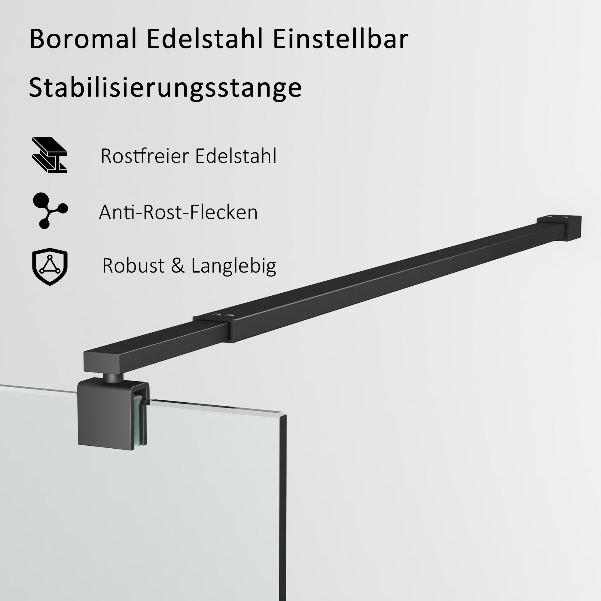 Boromal Duschwand-Stabilisationsstange Haltestange für 5-10 mm Walk In Dusc günstig online kaufen