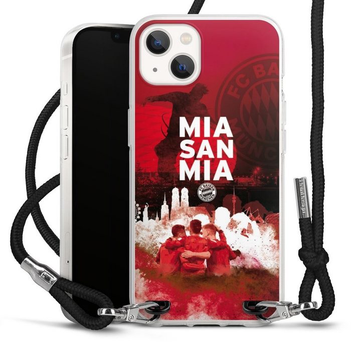 DeinDesign Handyhülle FCB Mia San Mia FC Bayern München FCB - MIA SAN MIA Apple iPhone 13 Handykette Hülle mit Band Case zum Umhängen