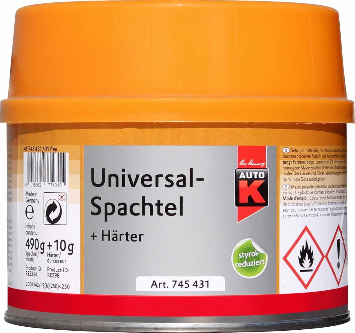 Auto-K Breitspachtel Auto-K Universalspachtel + Härter 500g