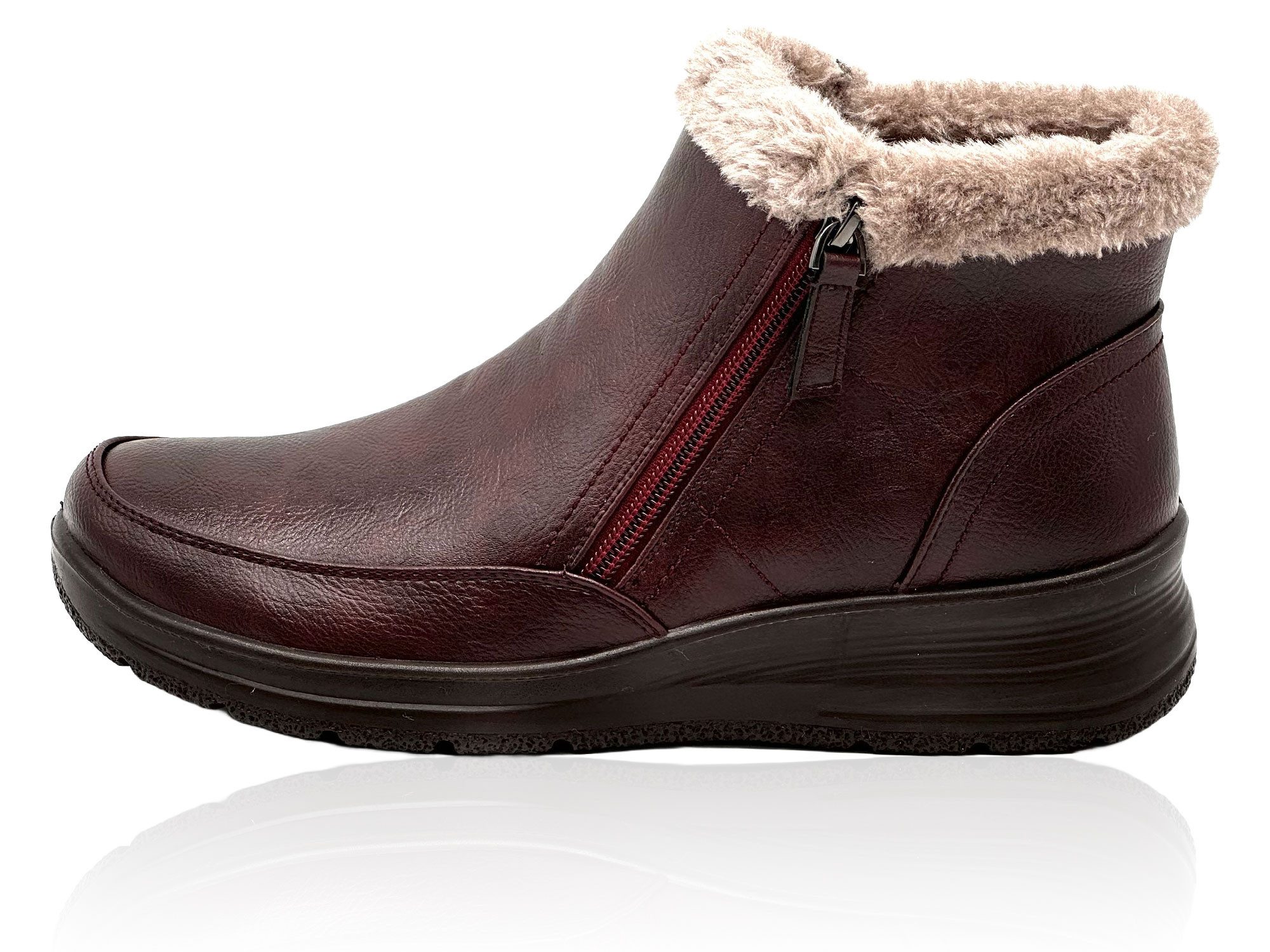 Nowaland Damen Warm Gefütterte Winter-Stiefeletten mit Reißverschluss Winterboots Weiches Innenfutter, leichtes Tragegefühl, praktische Reißverschlüsse