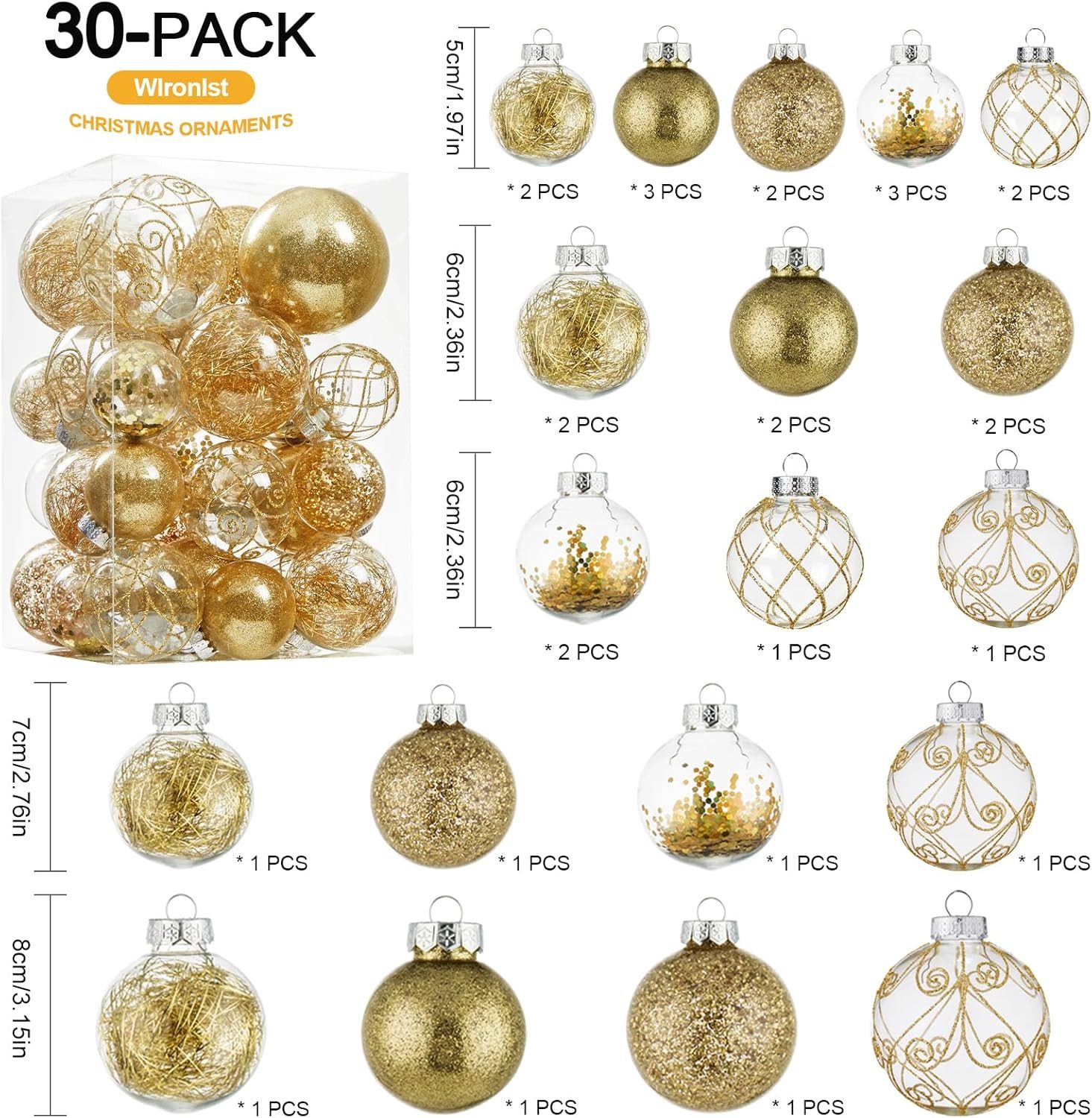 Coonoor Weihnachtsbaumkugel Weihnachtskugel-Ornamente, bruchsicher dekorative