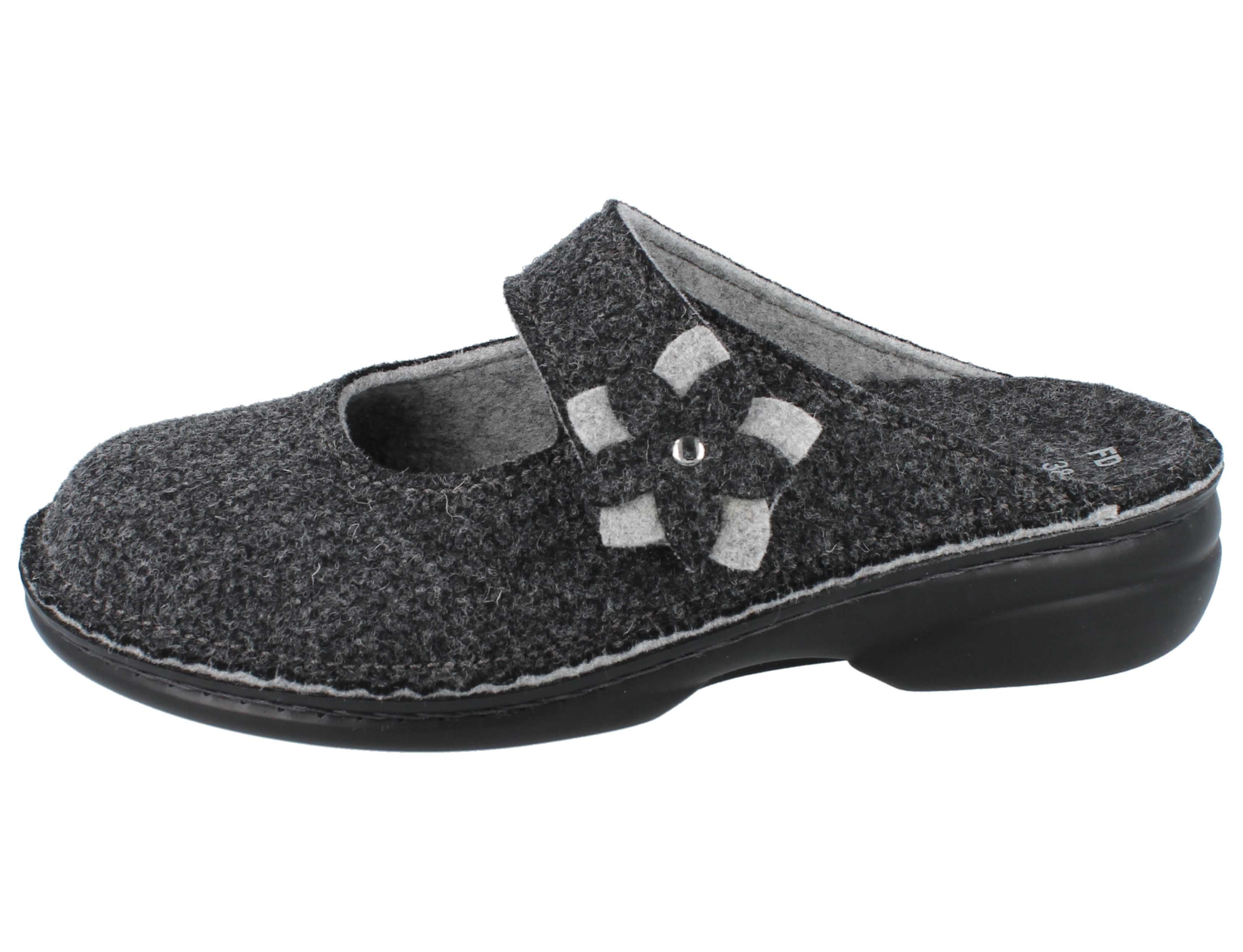 Finn Comfort FINN COMFORT Arlberg Damen Hausschuhe dunkelgrau Filz - Größe: 38 Clog Wechselfußbett
