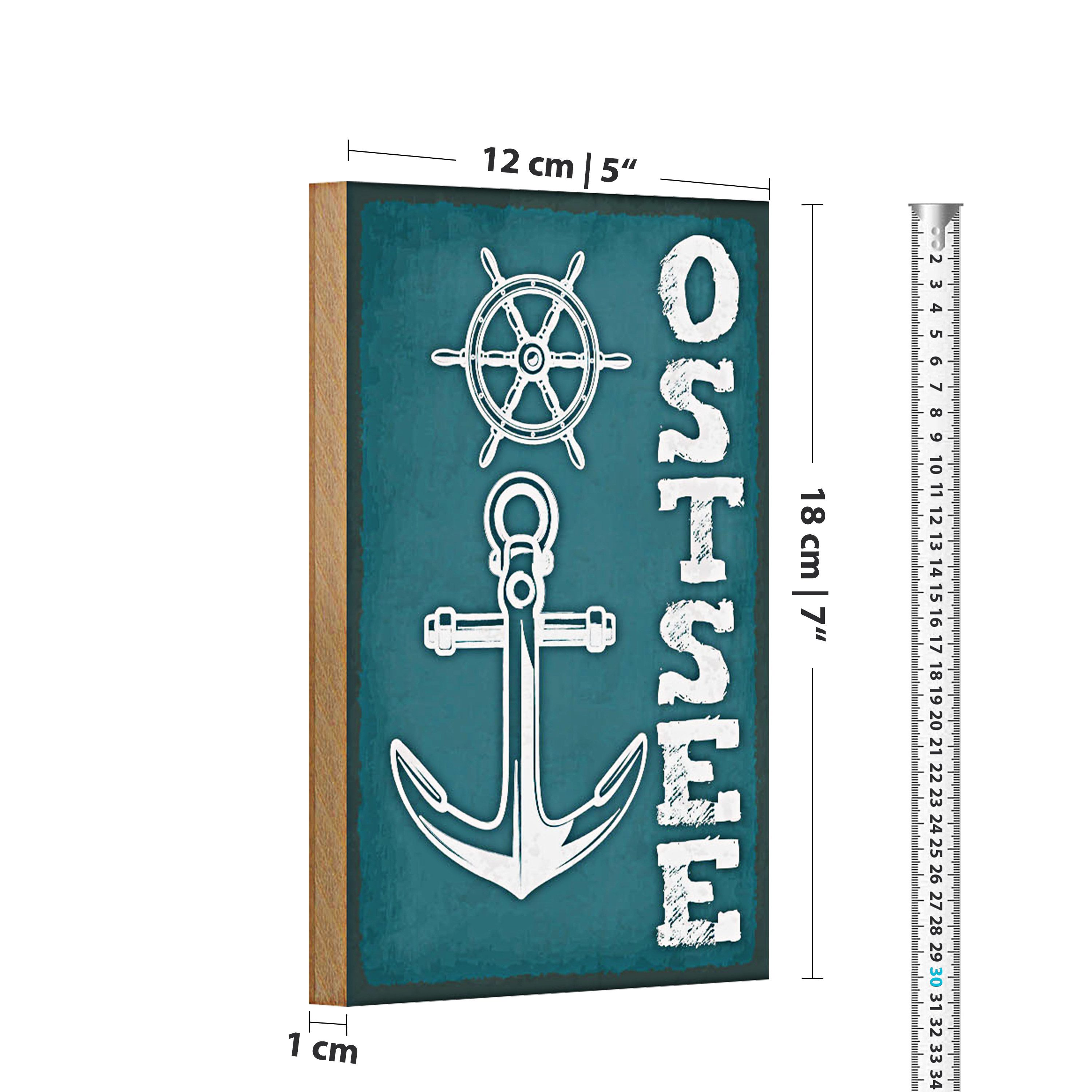 Roomando Holzbild Hinweis 12x18cm Ostsee Anker See Schiff