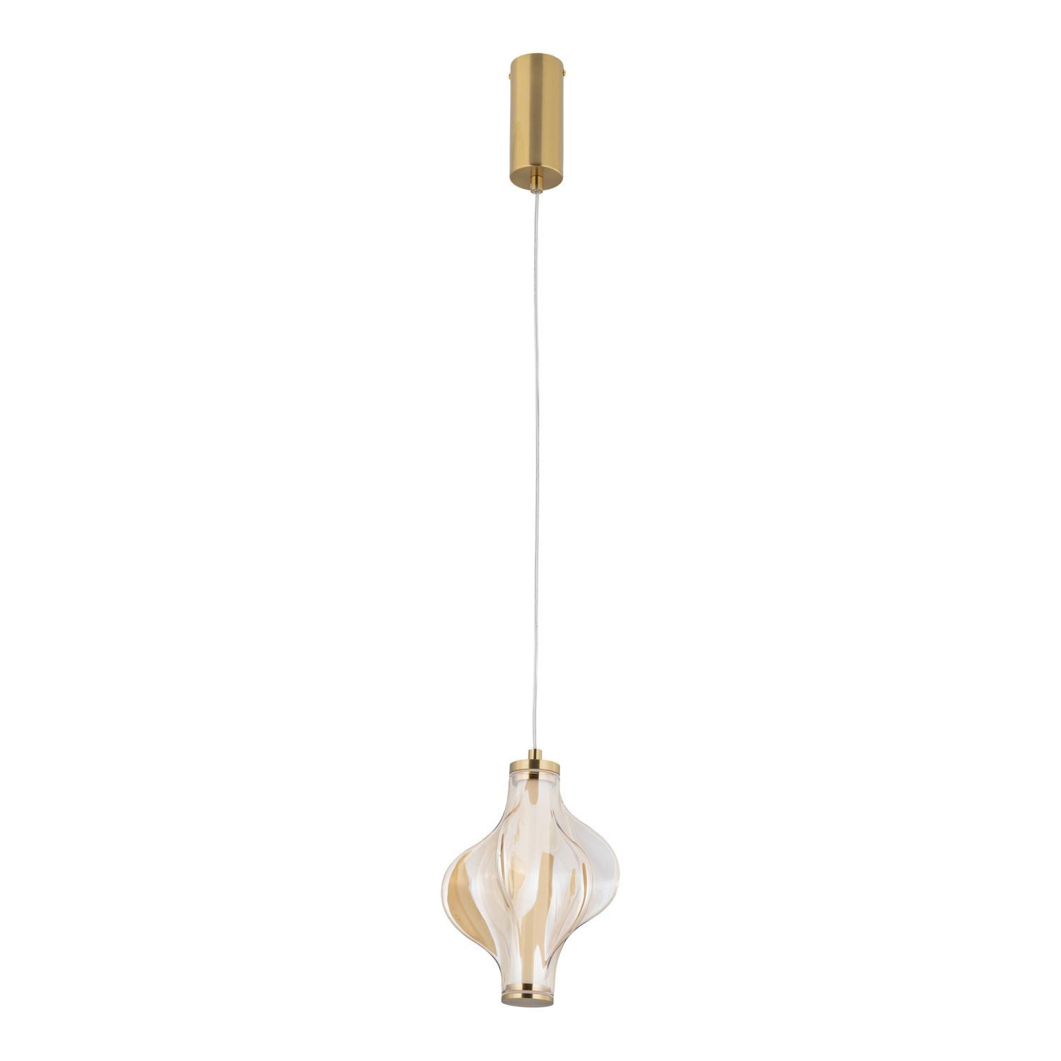 Licht-Erlebnisse Pendelleuchte SORIN, LED fest integriert, Warmweiß, LED Glas Metall H: max. 160 cm B: 18 cm in Messing Rot rund 3000 K