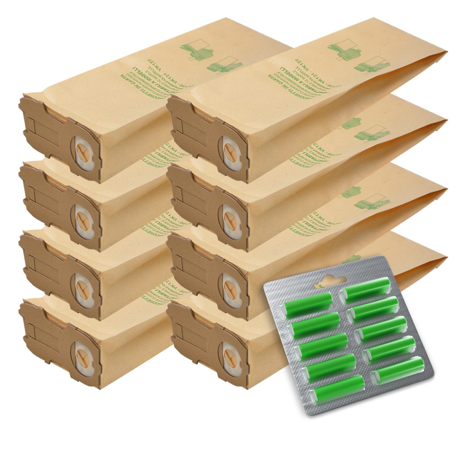 VIOKS Staubsaugerbeutel Filterbeutel + Duftpatronen Set, für Vorwerk Kobold 118 119 120 121 122 Staubsauger