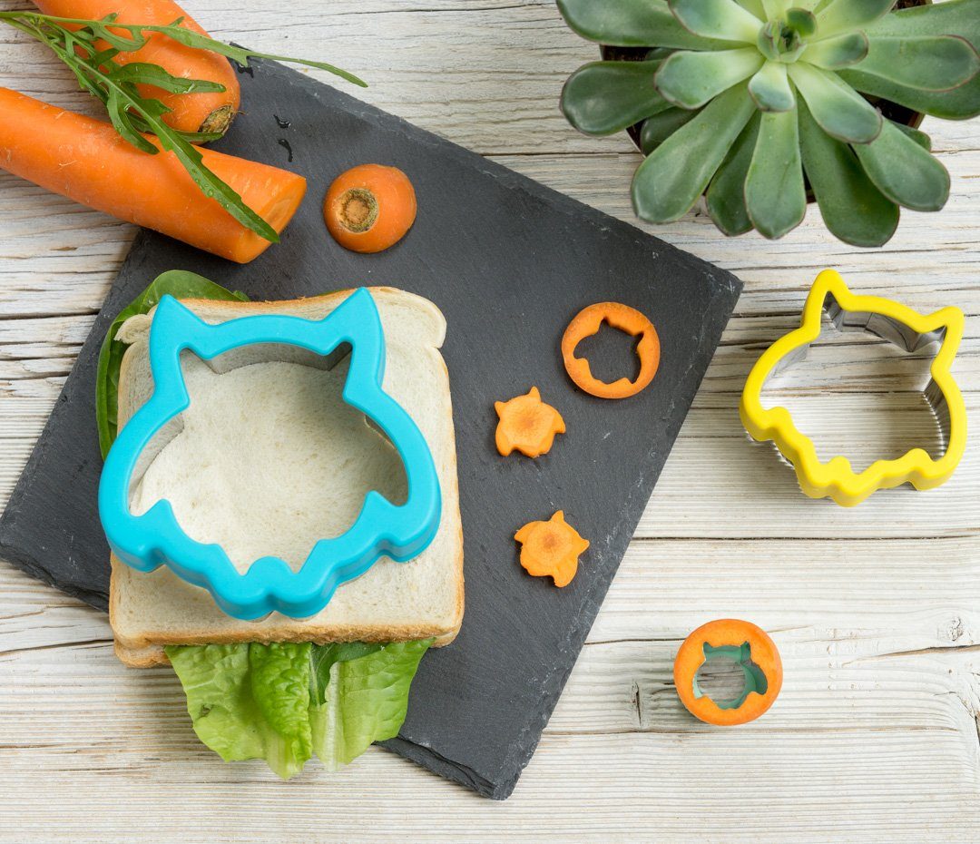 LEKKABOX Ausstechform 3er Set Eulen - Edelstahl Ausstecher für Brot Gemüse Obst Plätzchen, Edelstahl mit Anti-Rutsch Griff – Bild 2 von 5