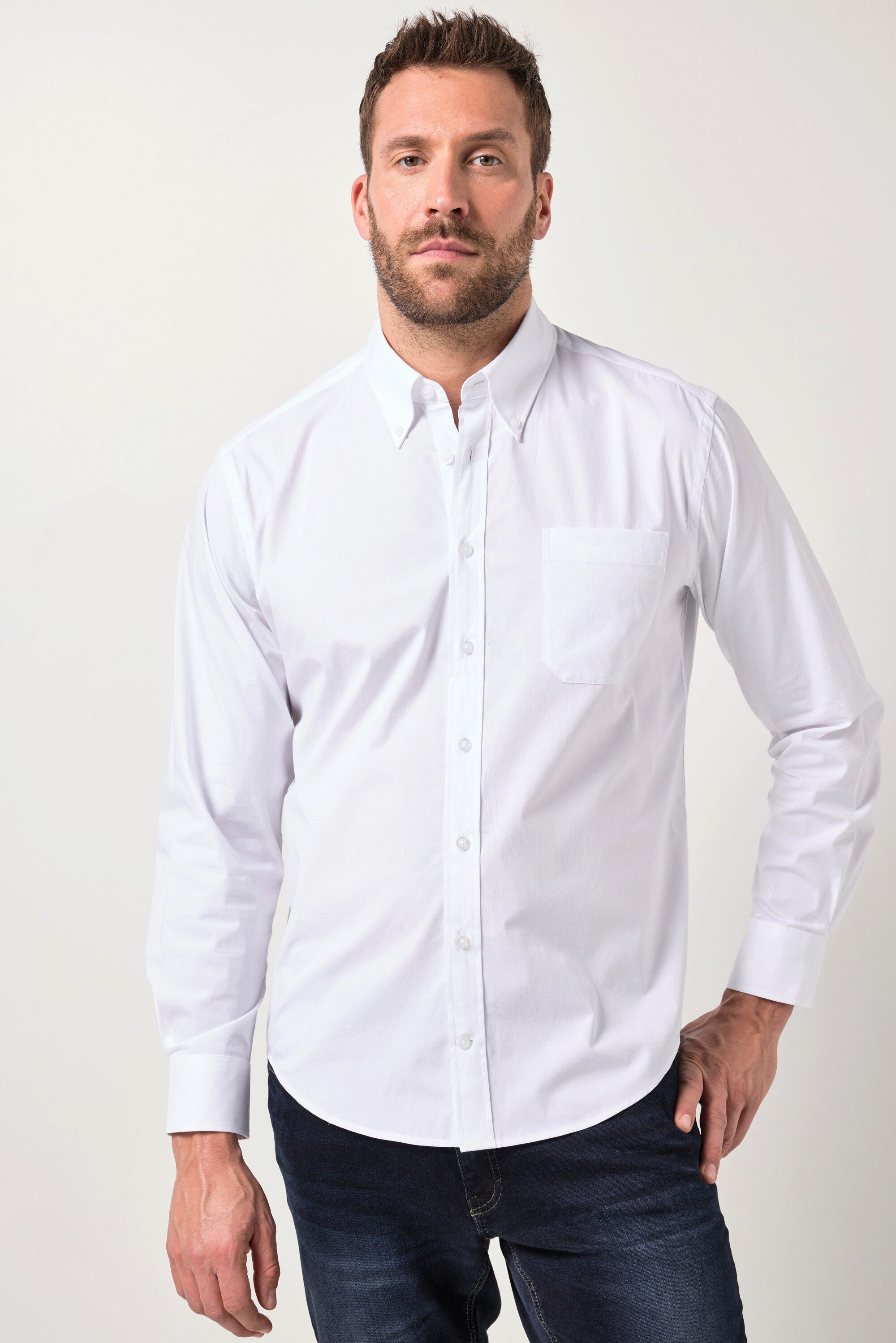 JP1880 Businesshemd Hemd FLEXNAMIC® Langarm Buttondown-Kragen