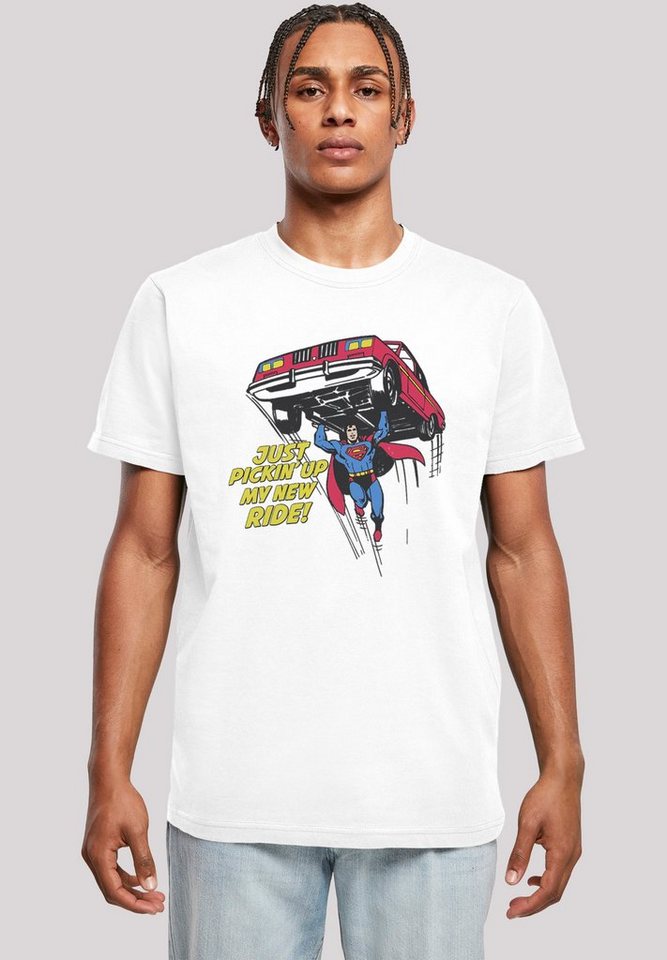 F4NT4STIC T-Shirt DC Comics Superman New Ride Superheld Print, Rippbündchen  am Hals und Doppelnähte am Saum