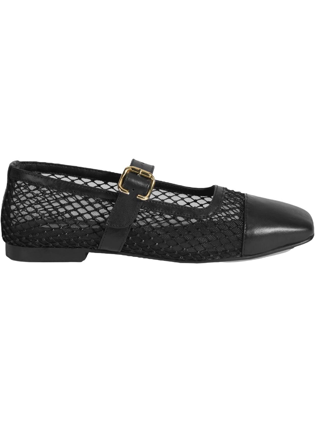 Desa Damen-Ballerinas – Obermaterial Leder, Textilfutter, Schnallenverschl Ballettschuh