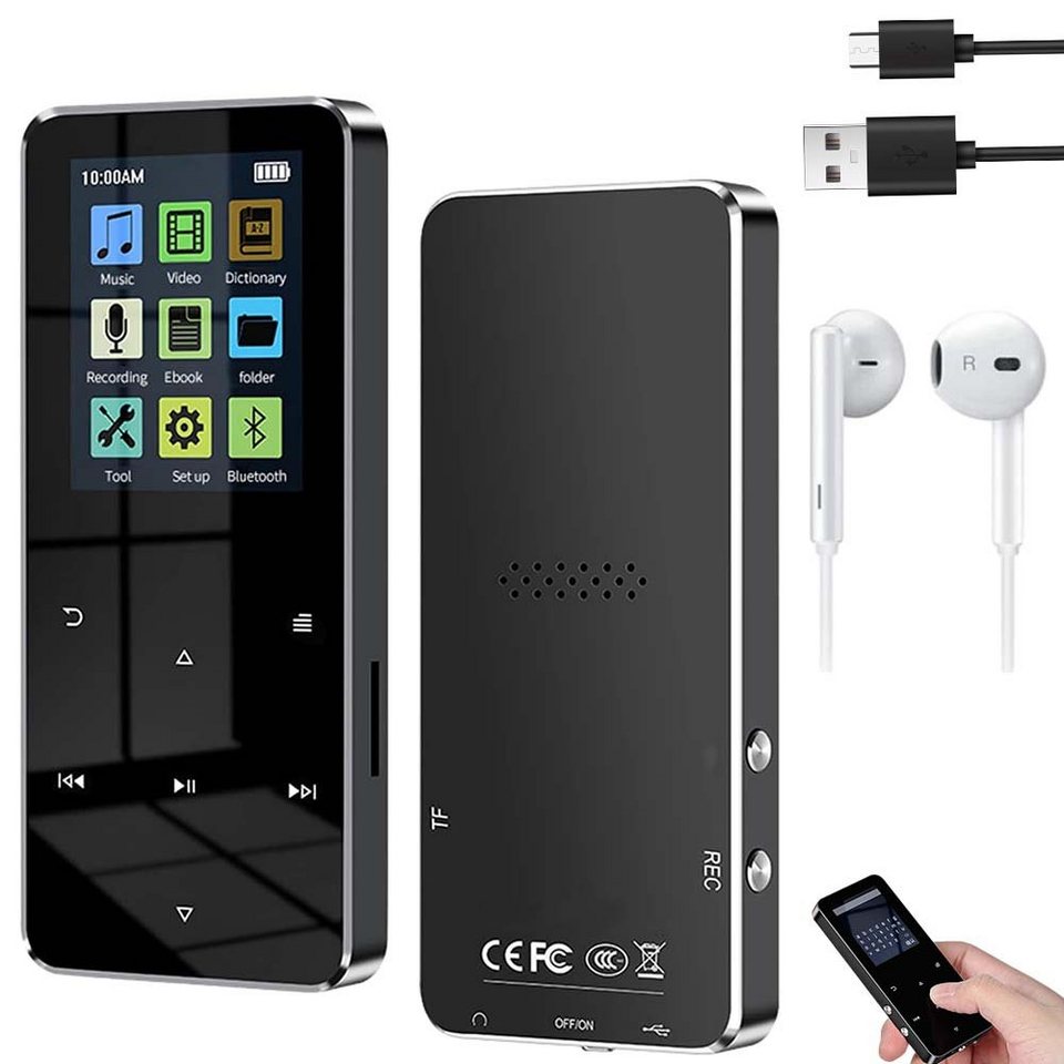 Bedee MP3-Player mit Bluetooth HiFi-Sound Musik-Player mit Lautsprecher MP3- Player (16 GB, E-Book-Reader Unterstützt bis 128GB TF-Karte)