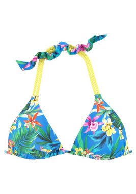 Venice Beach Triangel-Bikini-Top Hanni, mit tropischem Print und gelben Details