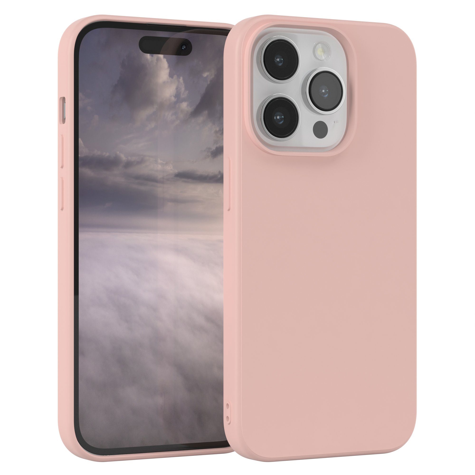 EAZY CASE Handyhülle für Apple iPhone 14 Pro Hülle Silikon 6,1 Zoll, Hülle mit Kameraschutz Bumper Case silikonschutzhülle Rosa / Altrosa