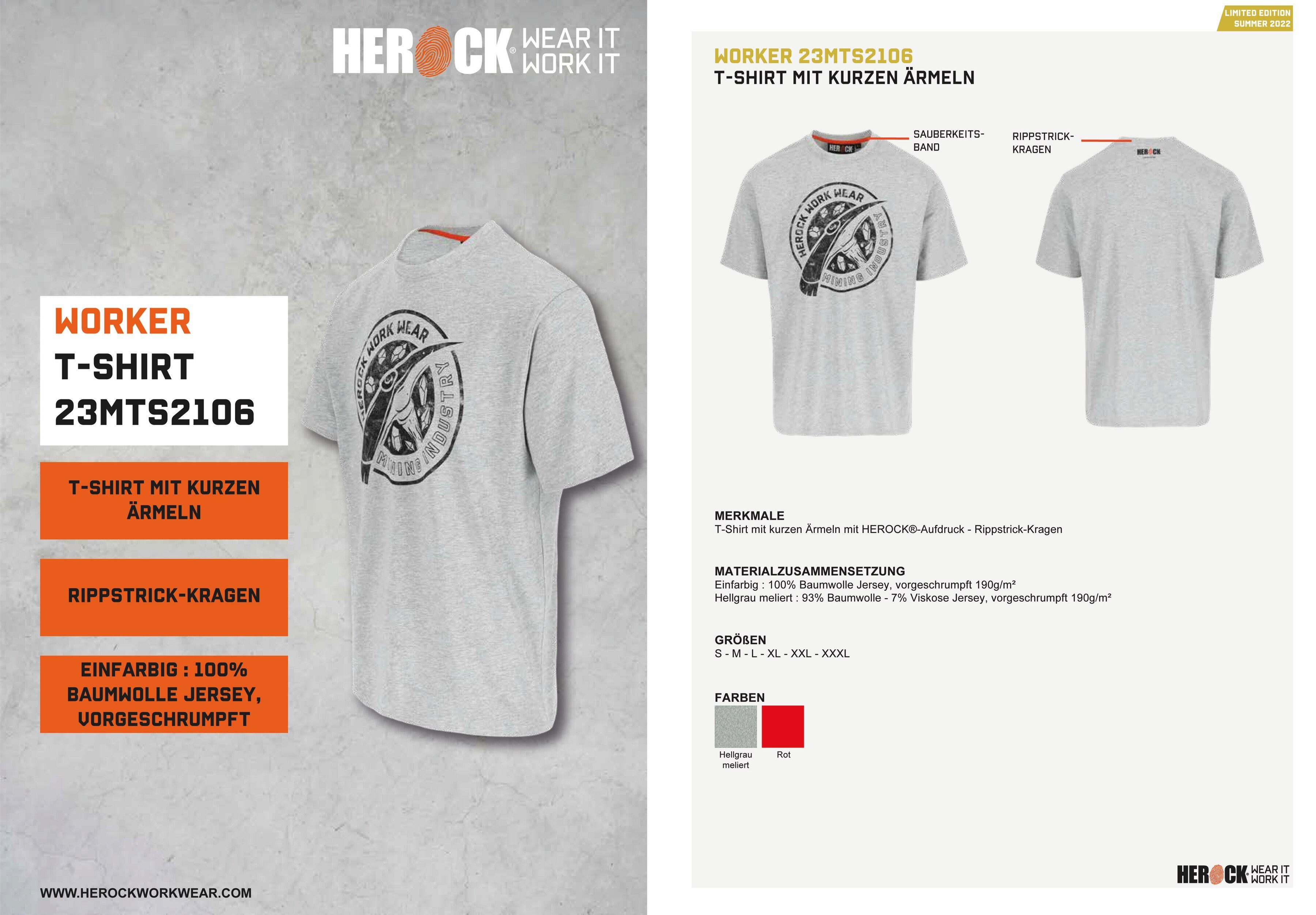 Limited Farben Herock Edition, Worker T-Shirt in erhältlich verschiedene hellgrau