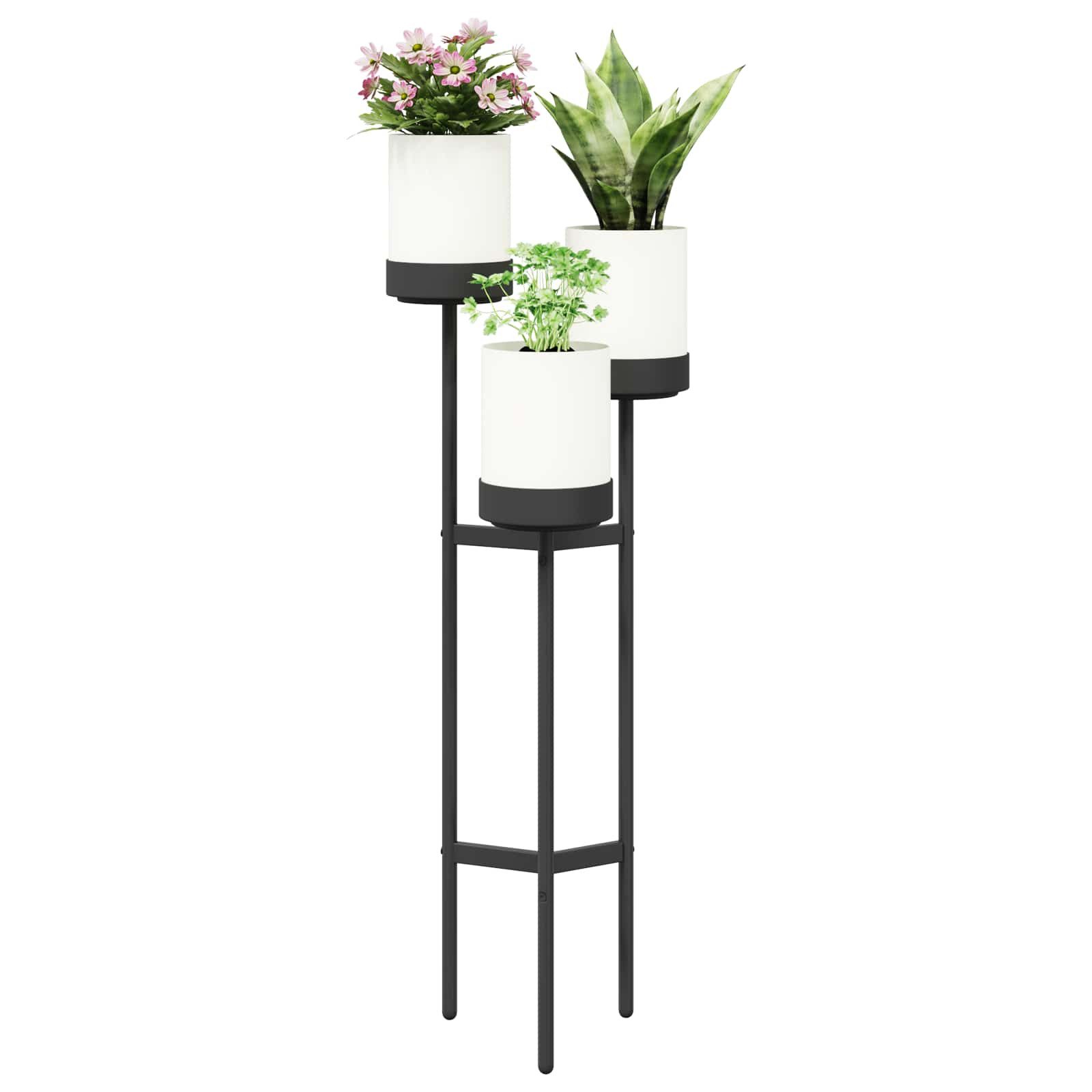 vidaXL Terrassendielen Blumenständer Weiß 42 x 39,5 x 125 cm PP und Stahl, BxL: je 39.5x42 cm, (1-St)