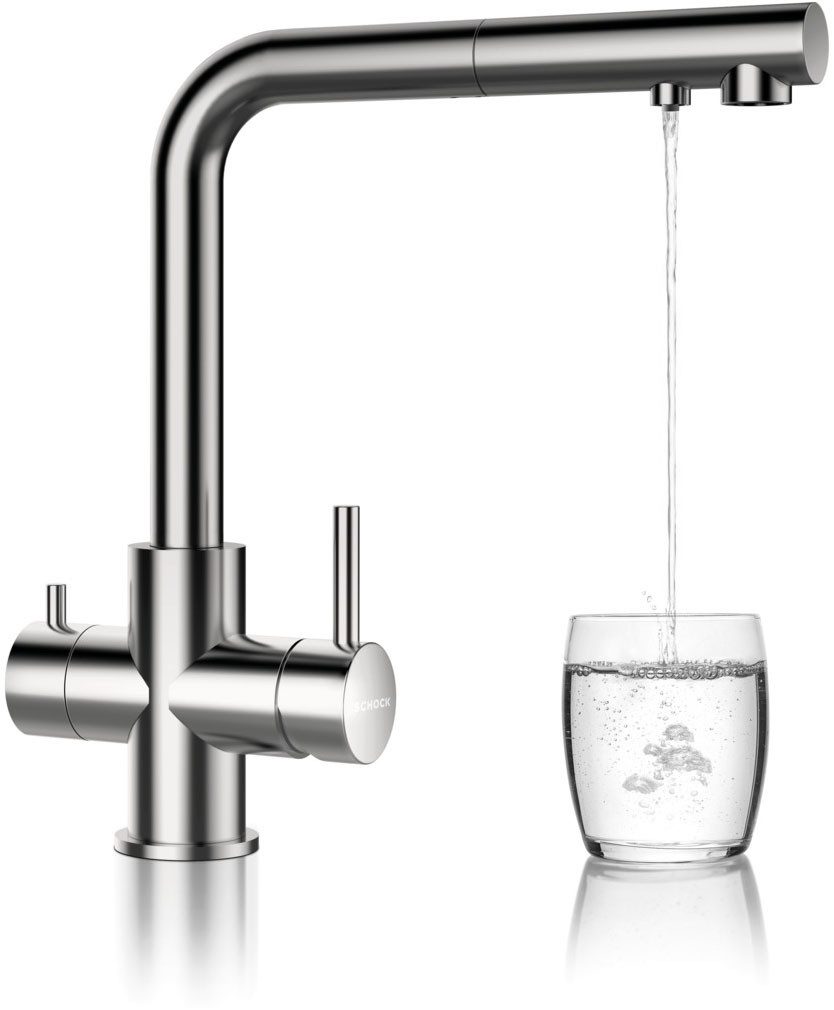 Schock Küchenarmatur Vitus Hochdruck, ausziehbarer Auslauf, Filterwasser, Schwenkbereich 180°