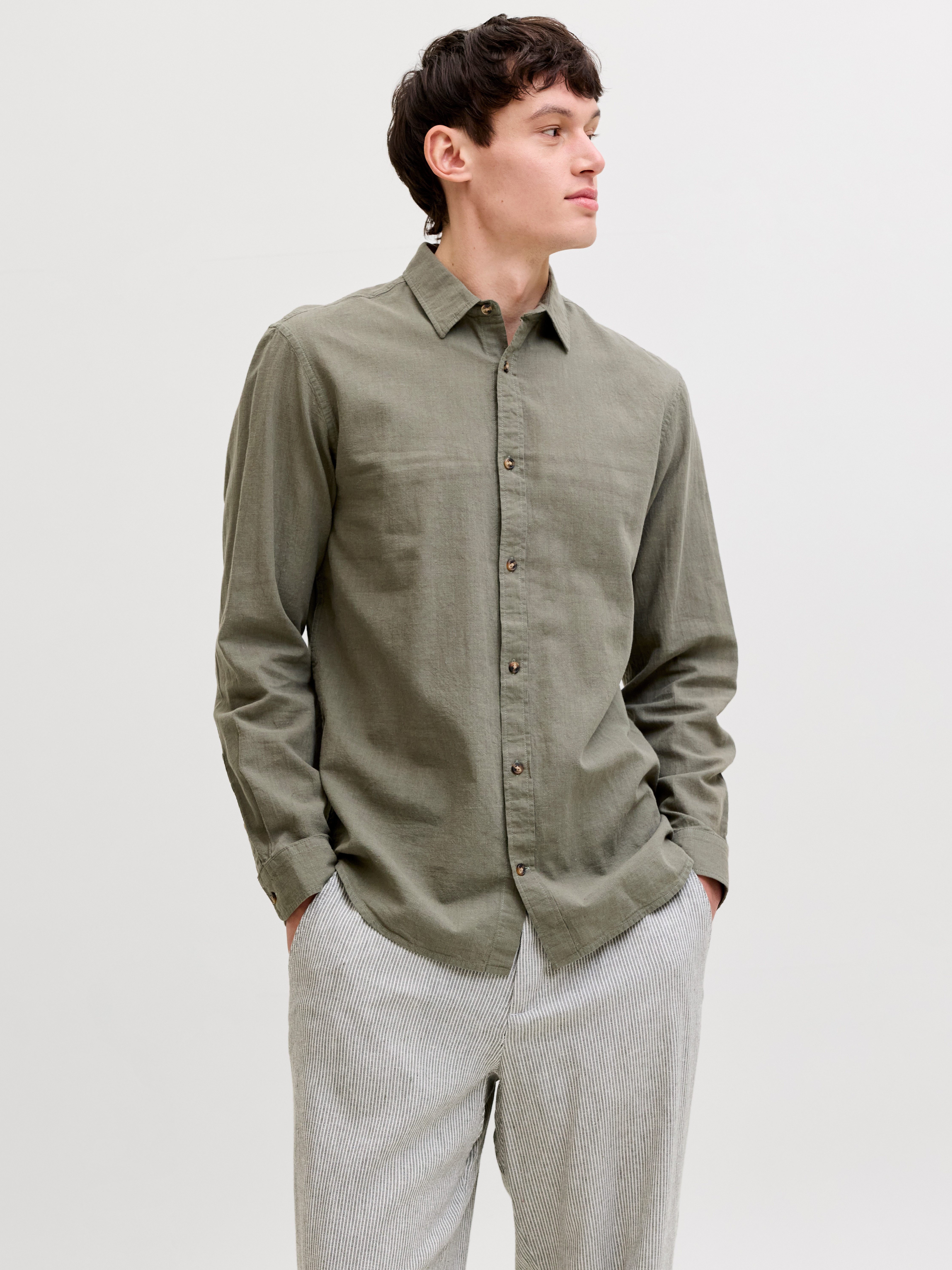 Langarmhemd JJESUMMER LINEN BLEND SHIRT L/S SN