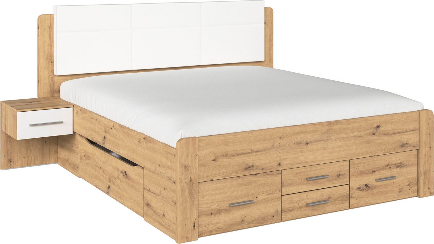 rauch Bettanlage Doppelbett Komfortbett Funktionsbett Liegefläche 180x200 WEINGARTEN, (Set, 3-tlg., B/H/T/: 265/118/210 cm, Nachttische mit SOFT-CLOSE-FUNKTION), 6 Bettschubladen mit viel Stauraum, 2 Hängenachttische MADE IN GERMANY