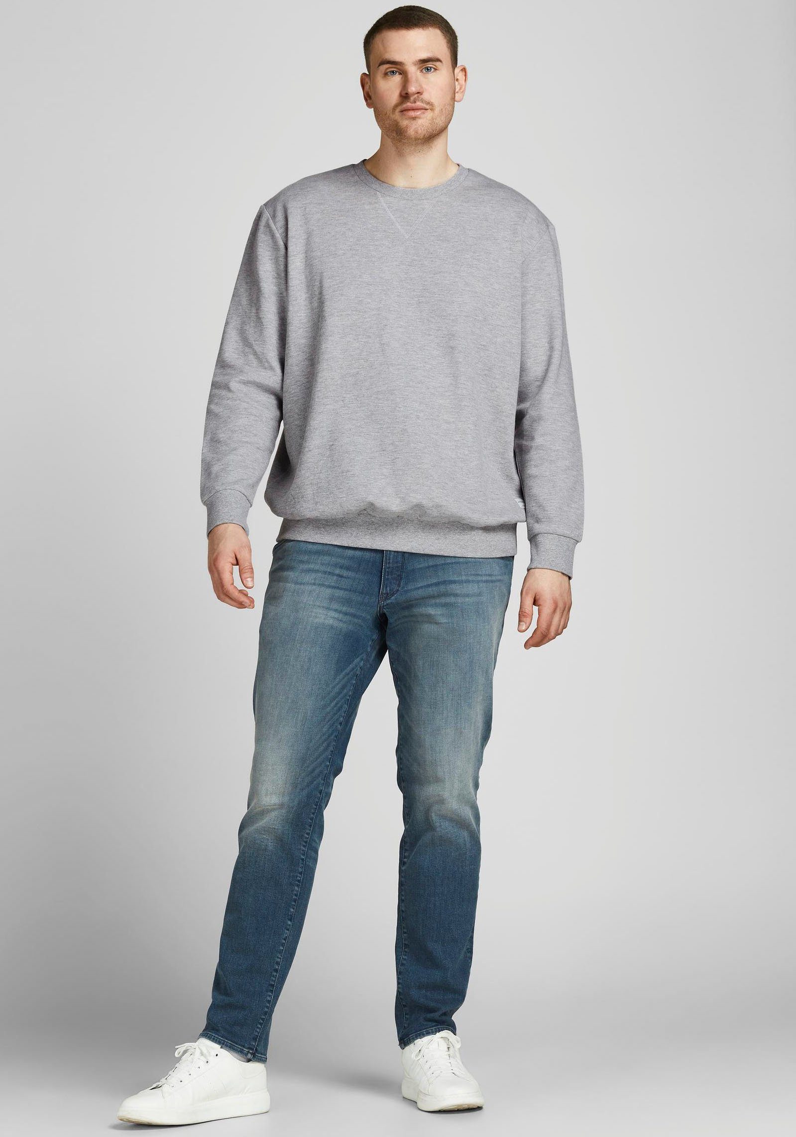 BASIC CREW SWEAT & PlusSize Jones hellgrau-meliert Sweatshirt (Packung) NECK Jack