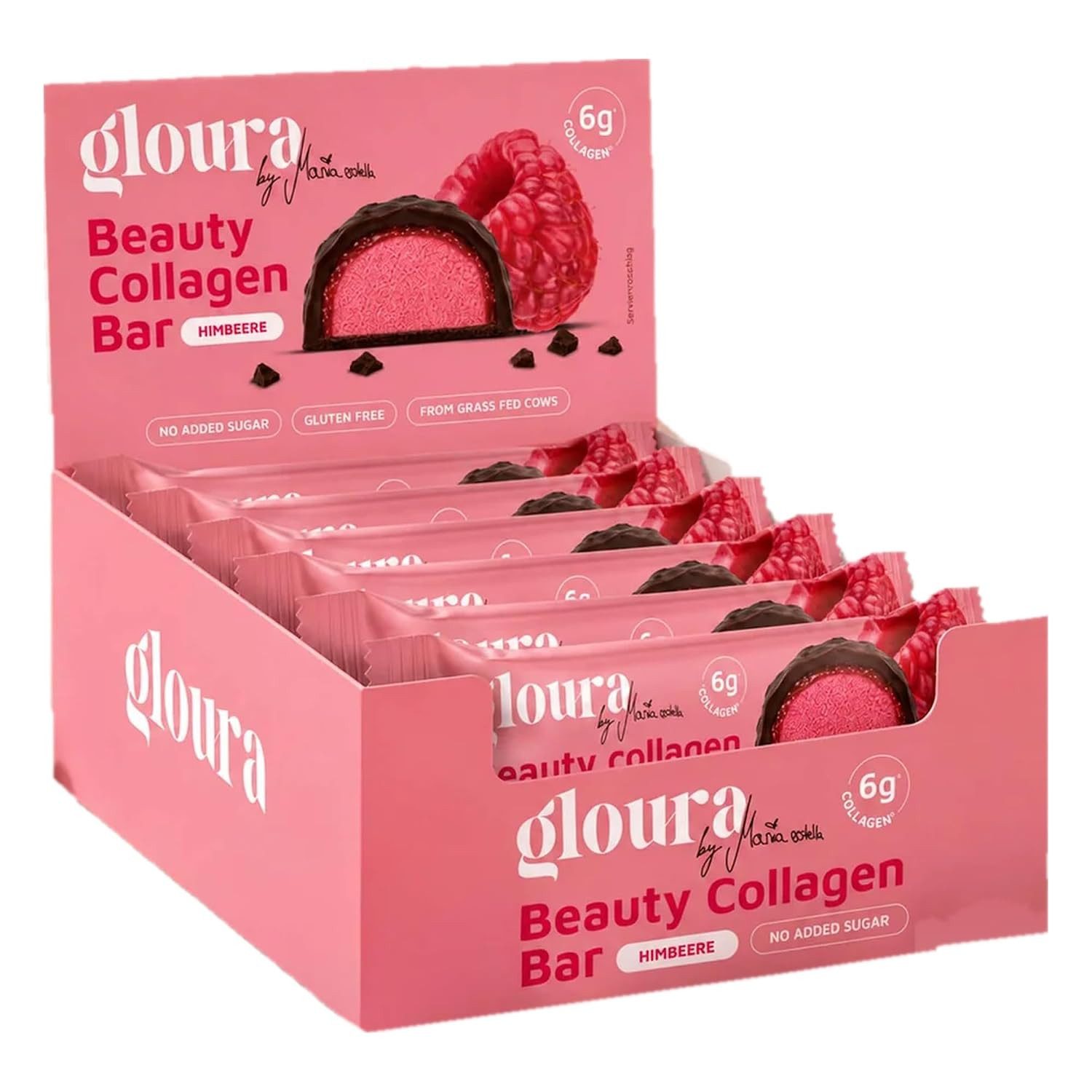 Gloura Gloura Collagenbar 12 x 50g, Schokoriegel mit 6g Kollagen Riegel, 1 er 600 g, Glutenfrei & ohne Palmöl