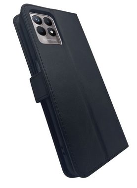 cofi1453 Handyhülle Buch Tasche "Smart" für Realme 8i Schwarz 6,6 Zoll, Kunstleder Schutzhülle Handy Wallet Case Cover mit Kartenfächern, Standfunktion