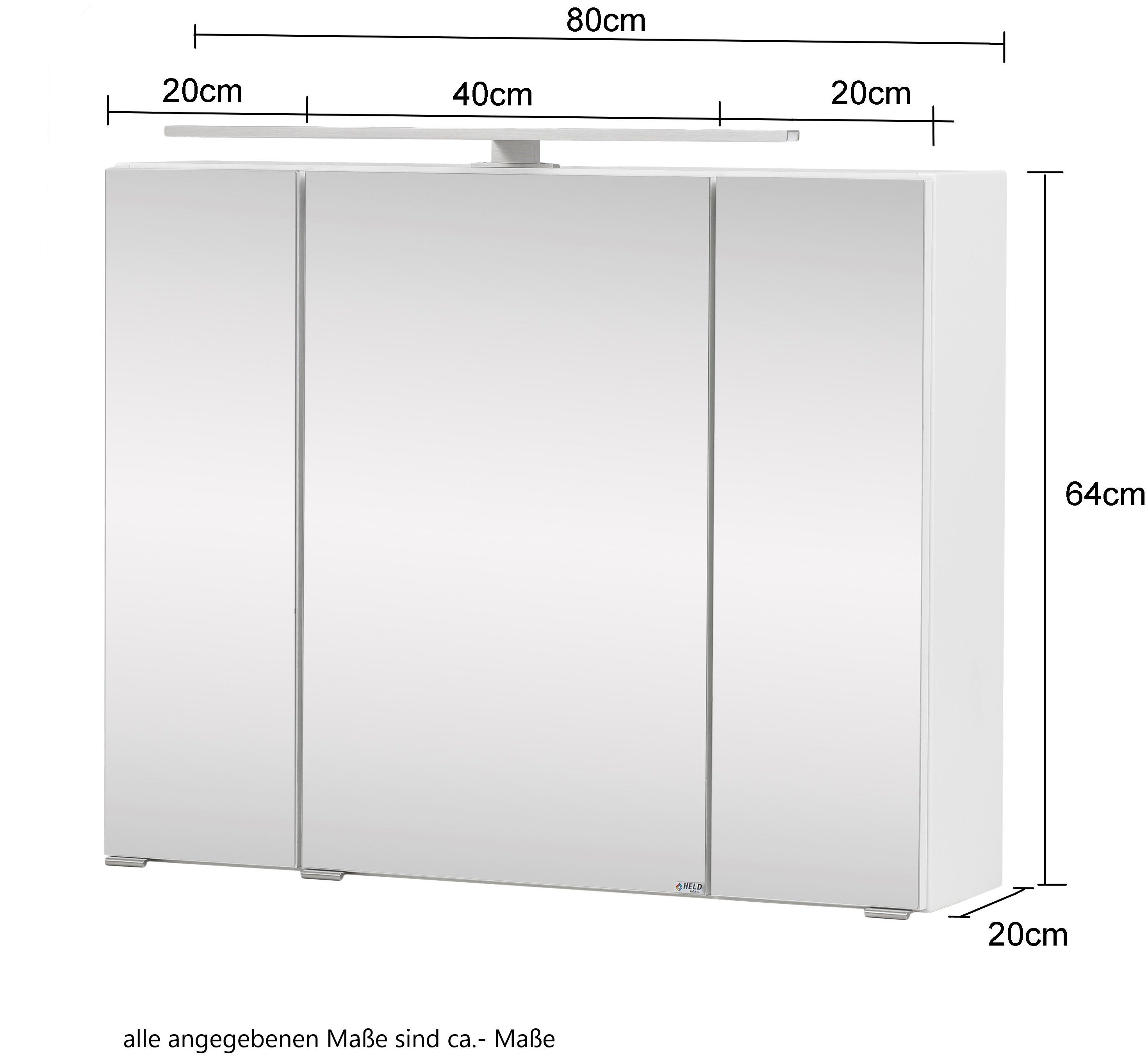 HELD Windau MÖBEL 80 cm Spiegelschrank breit