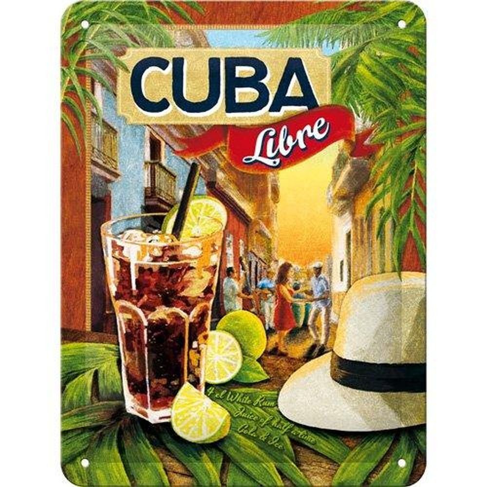 Metallschild Blechschild 15x20 cm - Open Bar - Cuba Libre