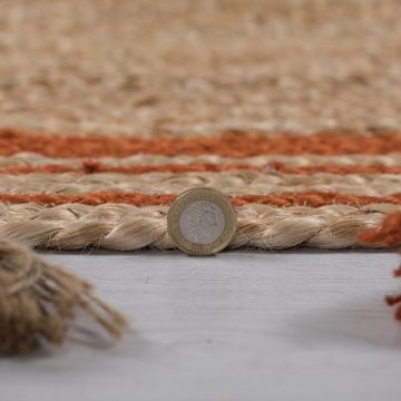 Teppich Jute-Teppich mit Quasten AIRE - Farbenfrohe Akzente, KADIMA DESIGN, Rund, Höhe: 7 mm