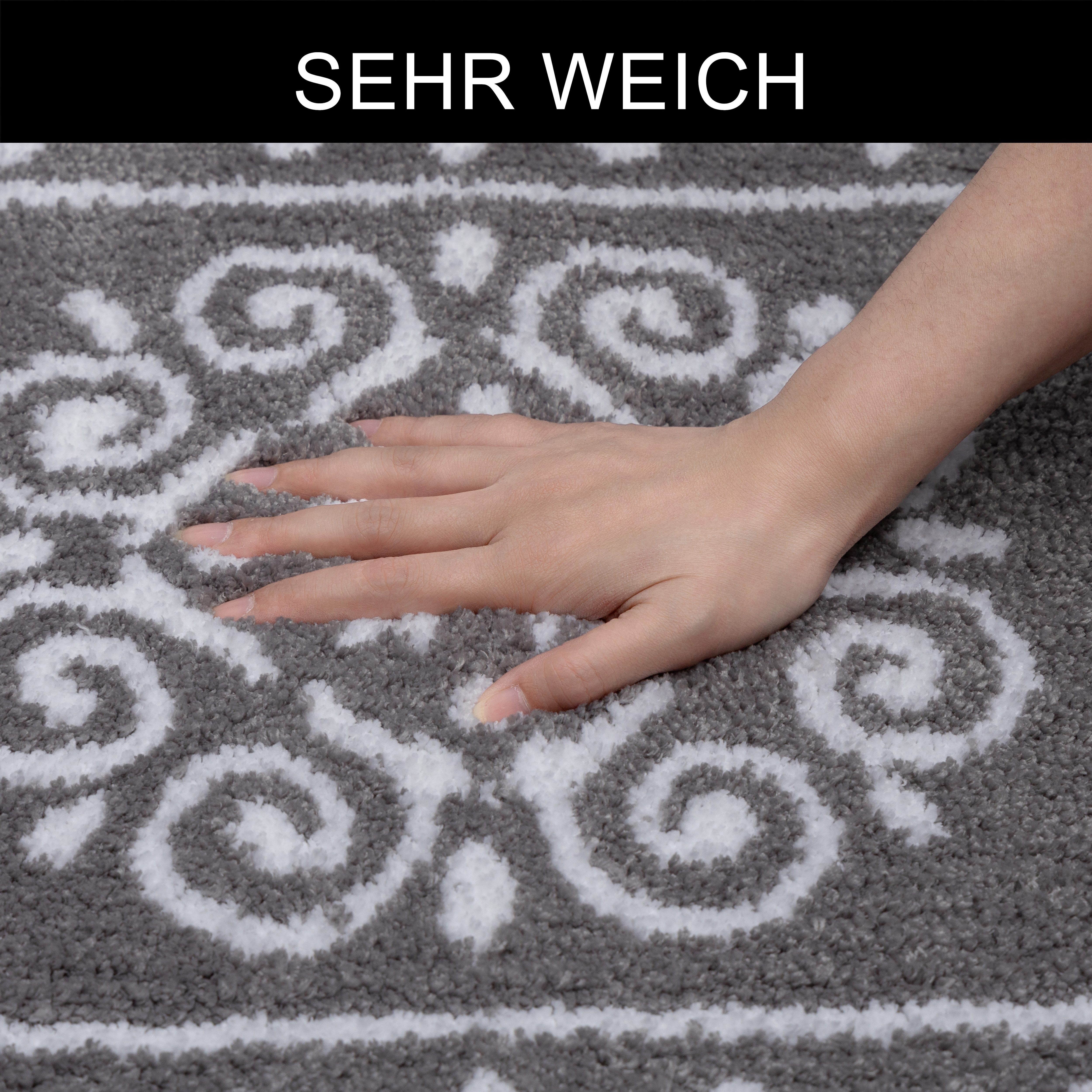 OTTO home Badematte Dafna, Badteppich, Badvorleger, Badezimmer Teppich, Höhe 12 mm, rutschhemmend beschichtet, schnell trocknend, fußbodenheizungsgeeignet, Polyester, rechteckig, Orient-Optik, Vintage Design