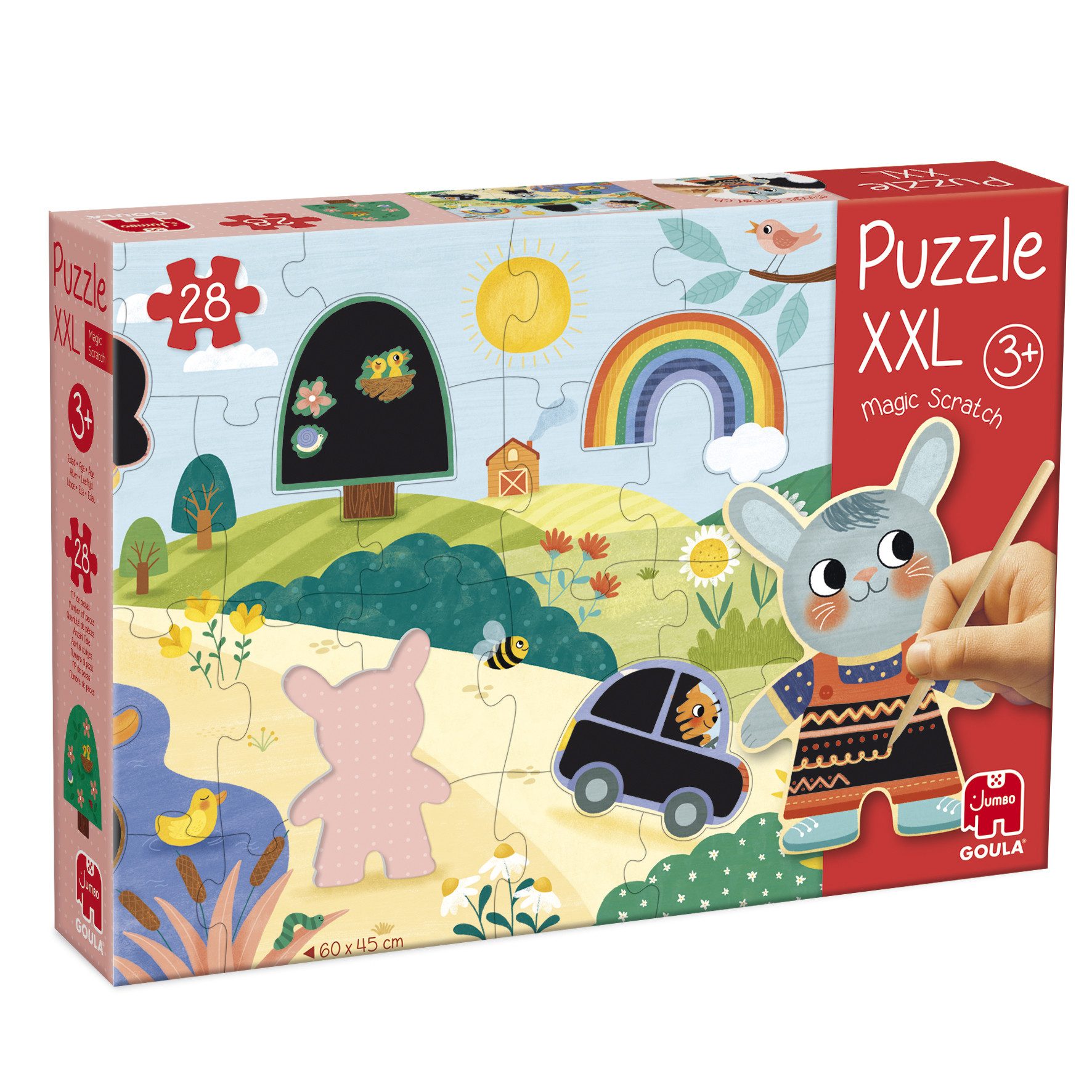 Goula Puzzle Goula, Magic Scratch, 28 Teile XXL Puzzle, 28 Puzzleteile, Made in Europa