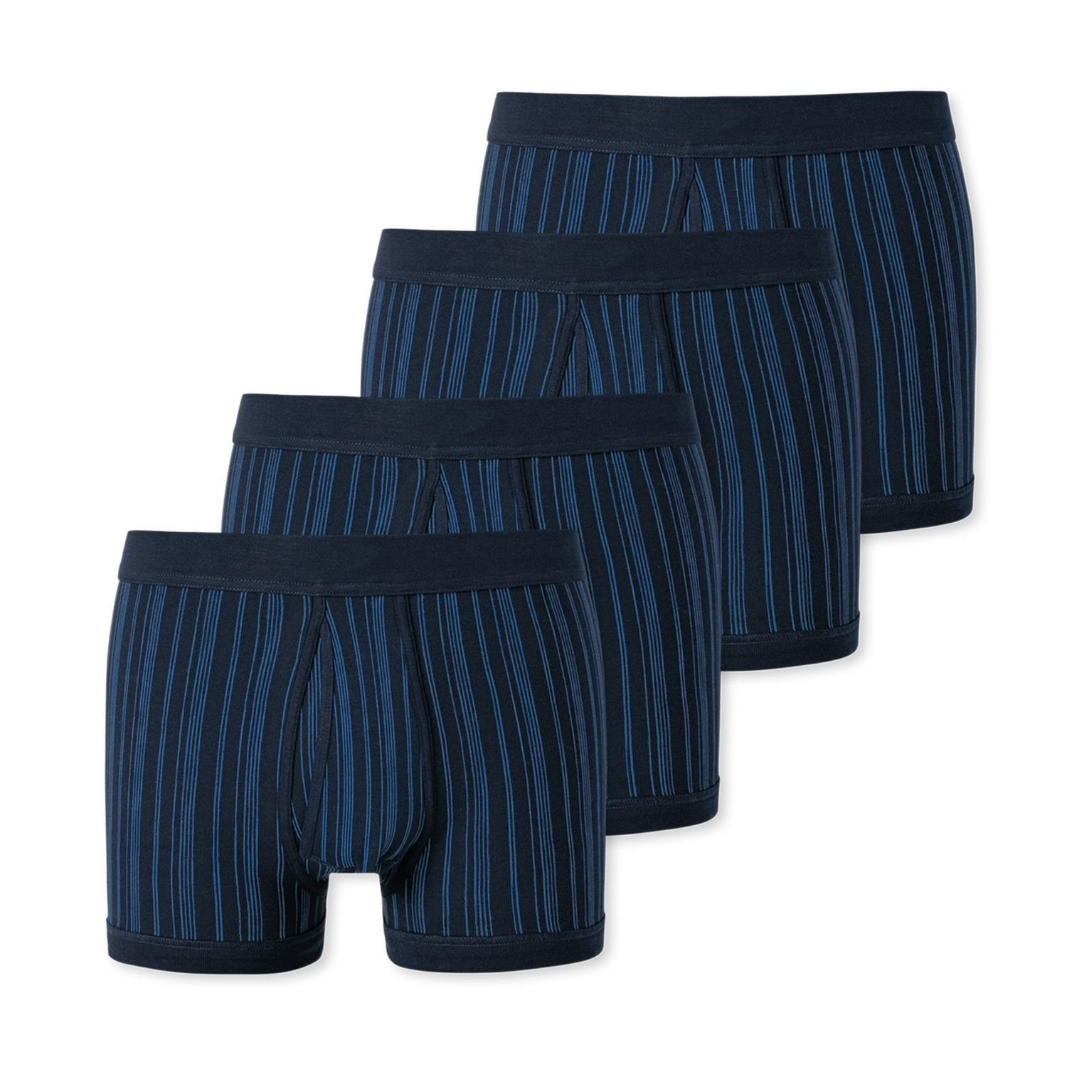 Schiesser Boxershorts Original Classics mit (4-St) Pack im 4er Streifen-Muster, Eingriff, Navy