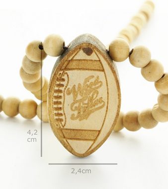 WOOD FELLAS Halsband WOOD FELLAS Hals-Schmuck schlichte Kette mit Holz-Anhänger Mode-Schmuck Football Beige