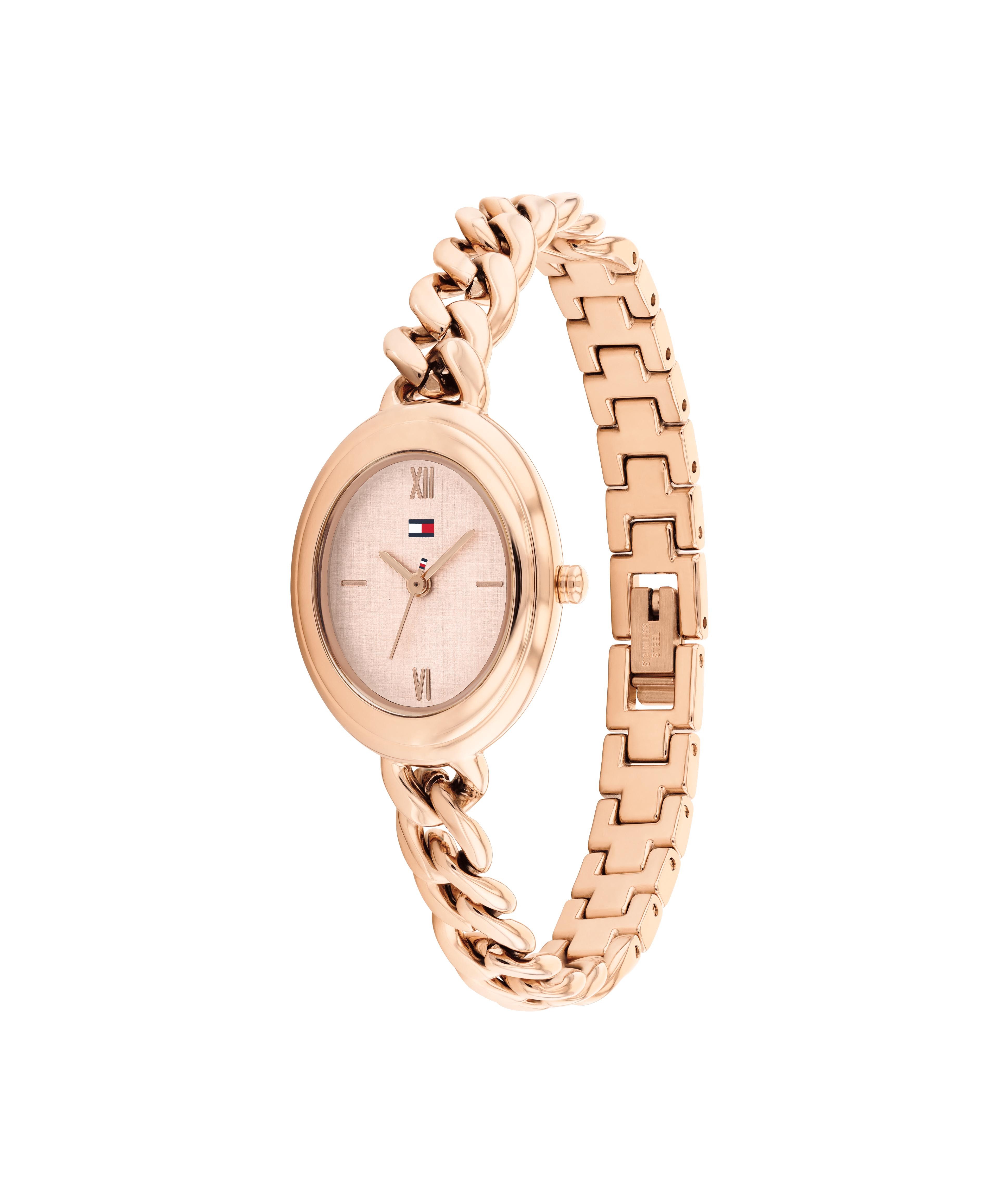 Tommy Hilfiger Quarzuhr Demi Oval 1782878, Armbanduhr, Damenuhr, Edelstahlarmband, analog