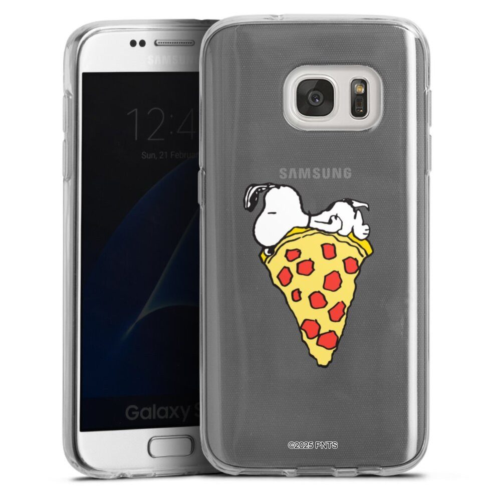 DeinDesign Handyhülle Peanuts Pizza Snoopy Snoopy Pizza Transparent, Samsung Galaxy S7 Silikon Hülle Bumper Case Handy Schutzhülle