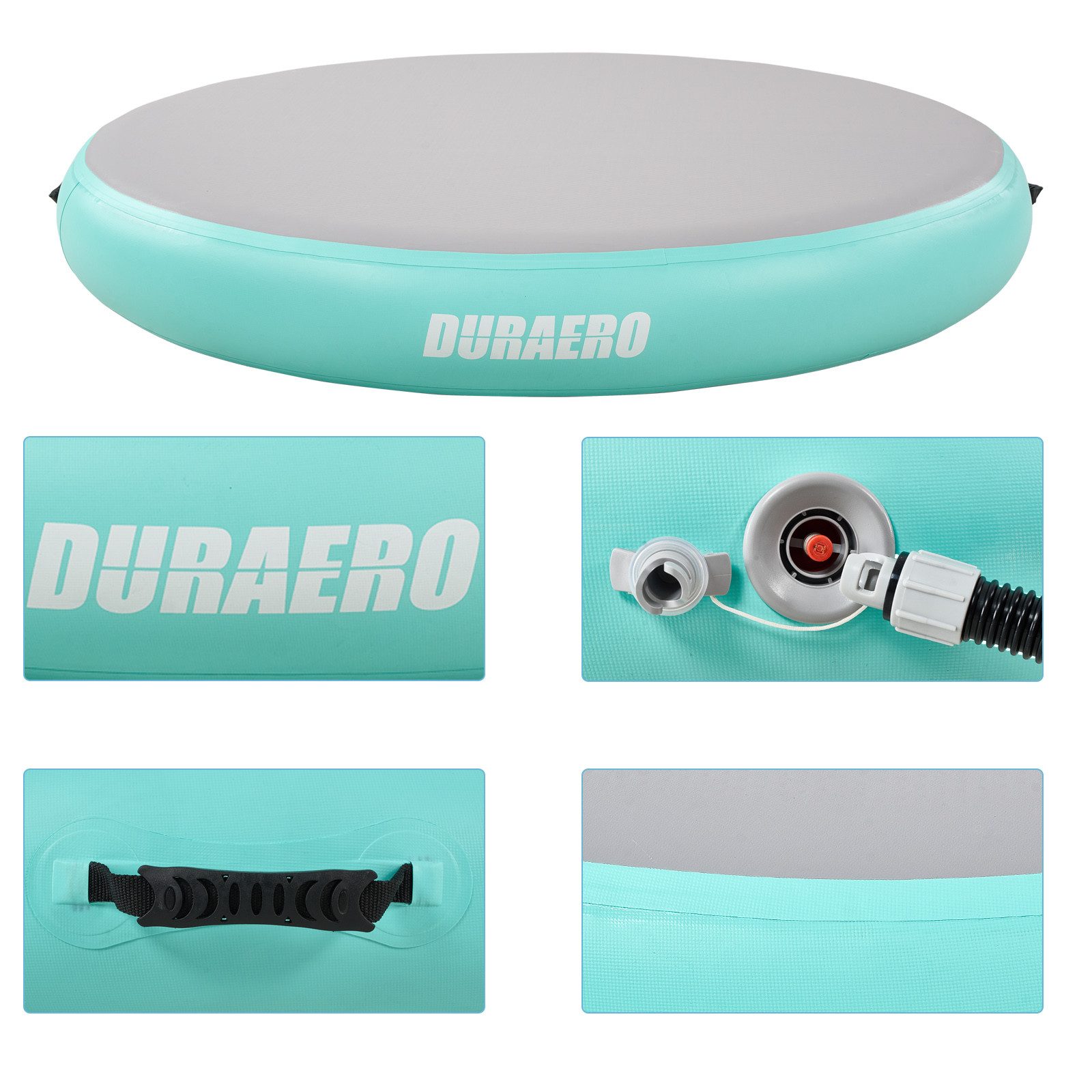 DURAERO Yogamatte Tumbling Matten Air Matte Track aufblasbar,Grün, Rund