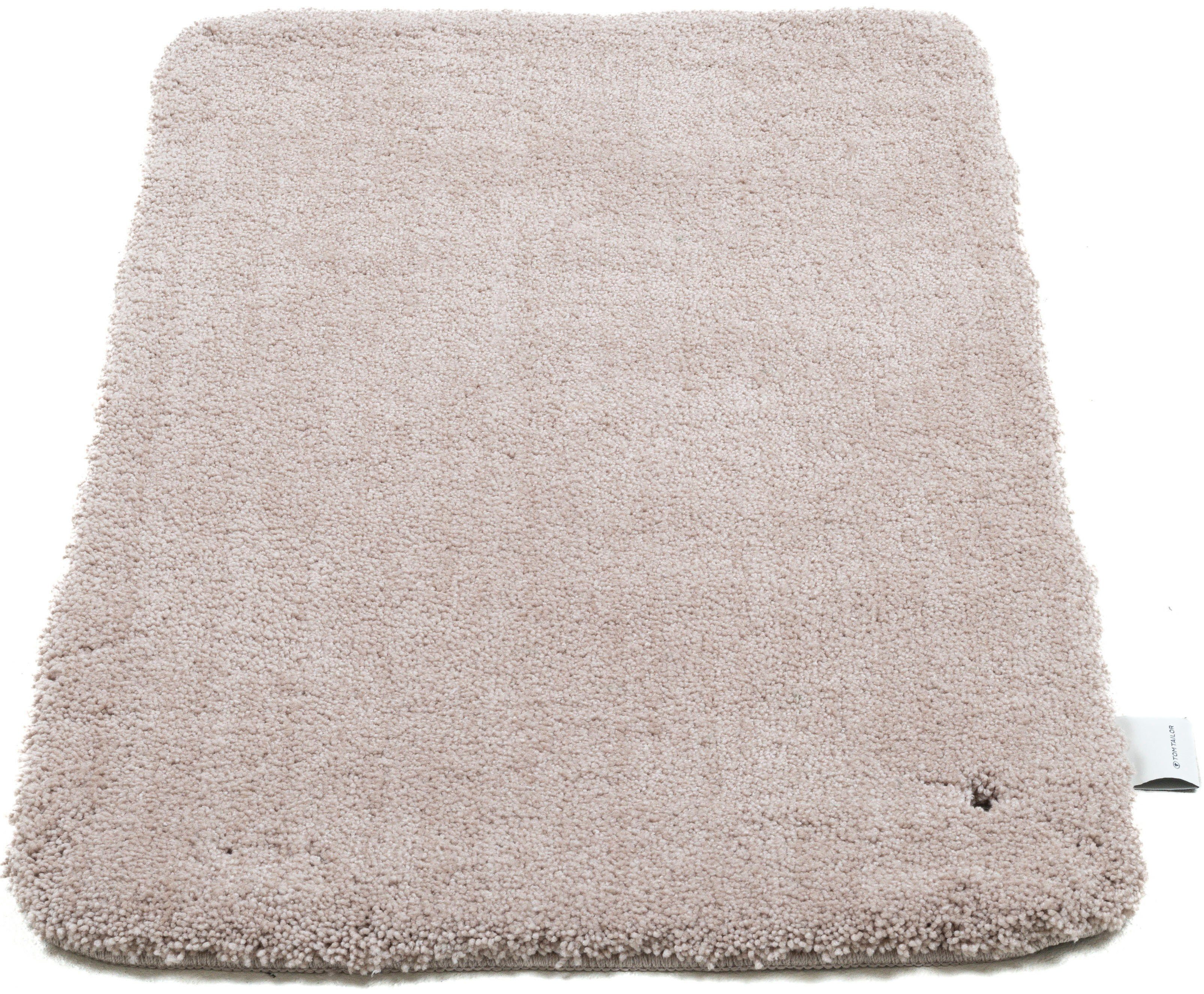 Badematte Cozy Bath UNI TOM TAILOR HOME, Höhe 27 mm, rutschhemmend beschichtet, fußbodenheizungsgeeignet, Polyester, rechteckig, Badteppich, Uni Farben, rechteckig, rund und oval erhältlich beige