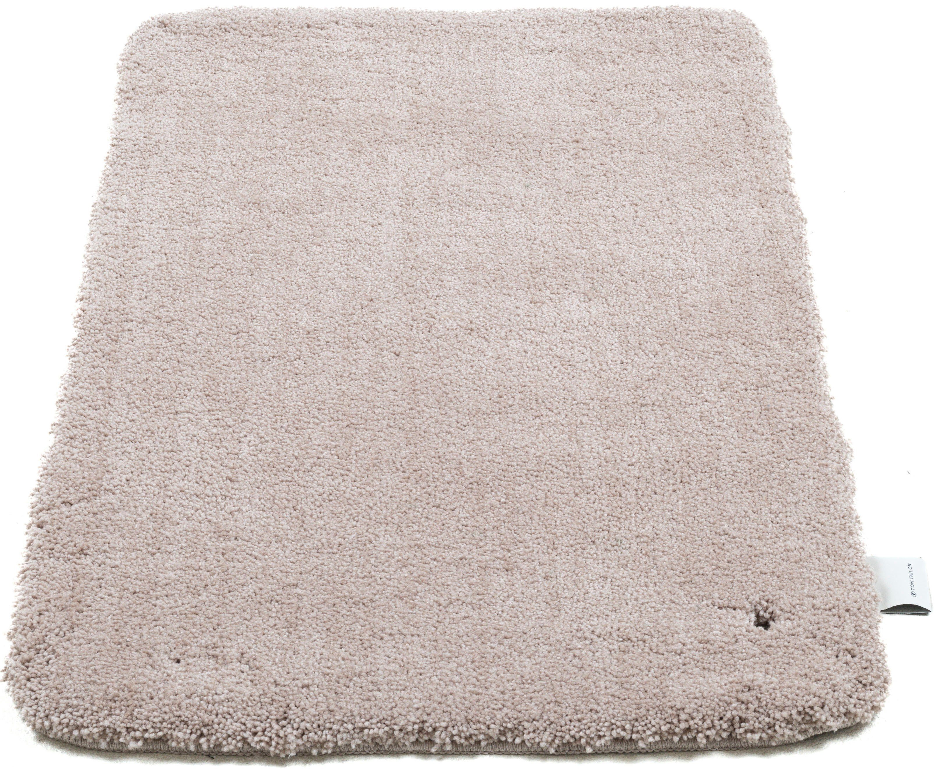TOM TAILOR HOME Badematte Cozy Bath UNI, Badvorleger, Badezimmer Teppich, Höhe 27 mm, rutschhemmend beschichtet, fußbodenheizungsgeeignet, Polyester, rechteckig, Badteppich, Uni Farben, rechteckig, in rund & oval erhältlich