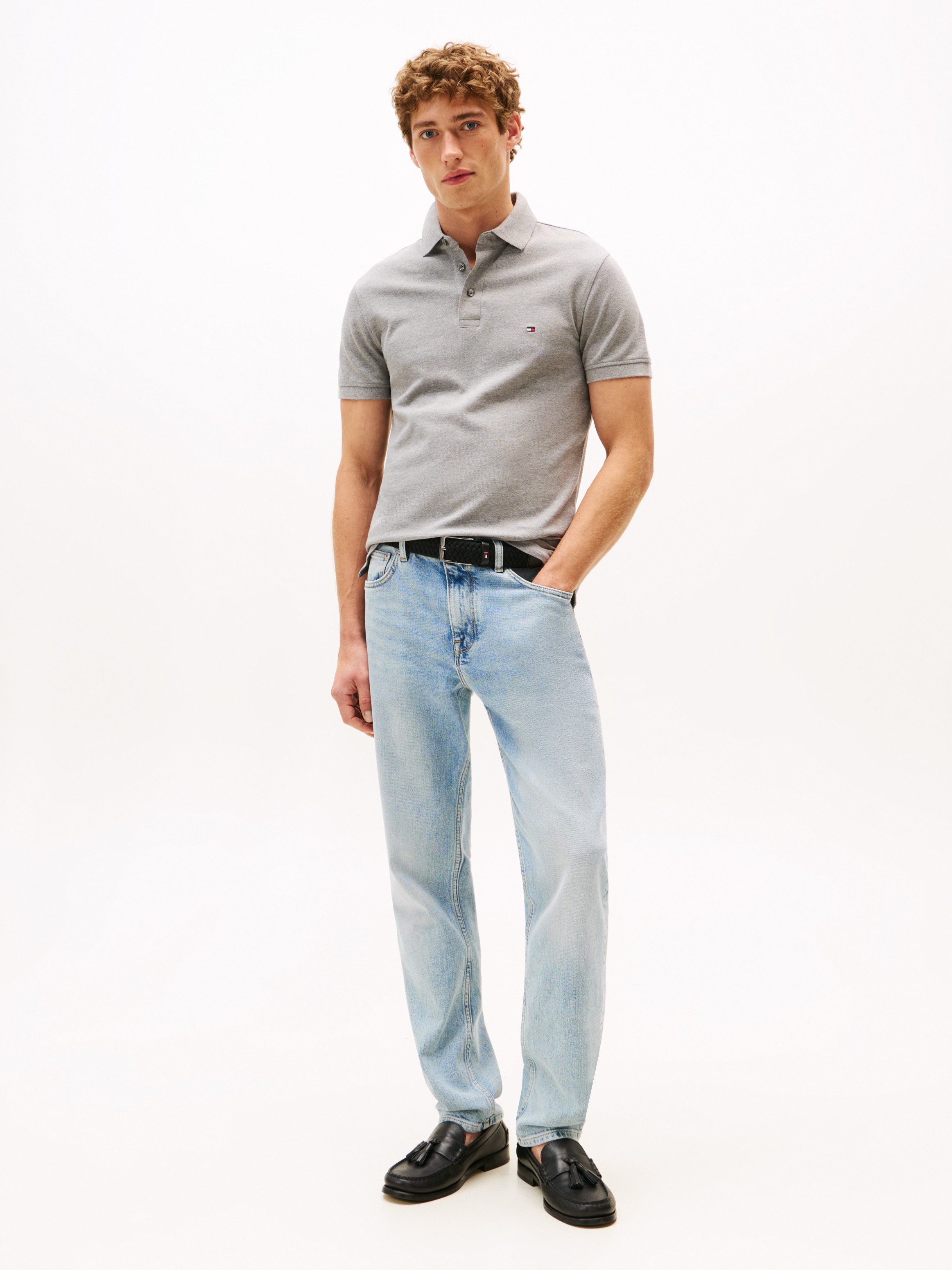 Poloshirt 1985 SLIM POLO mit Piqué-Struktur und Stickerei