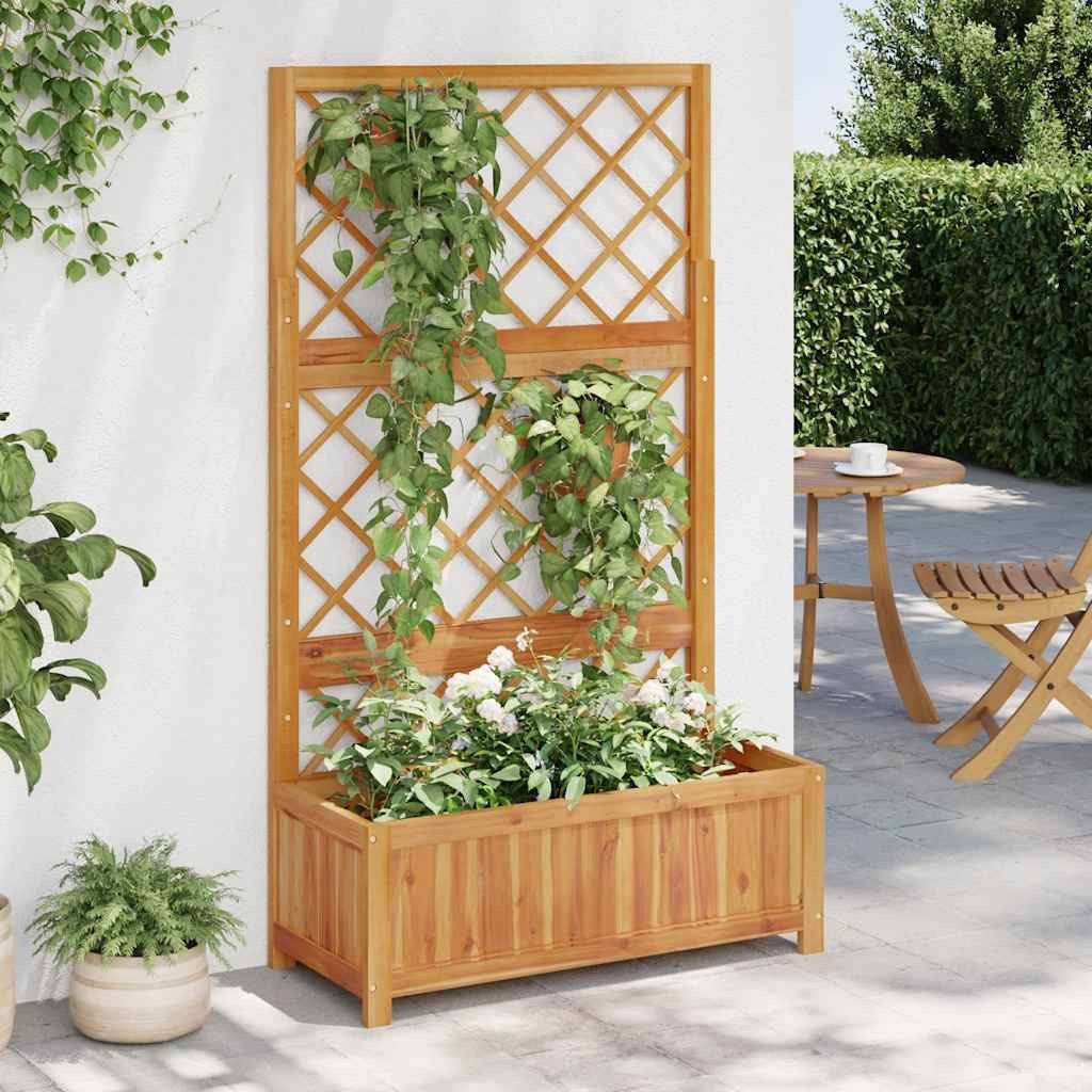 vidaXL Hochbeet Hochbeet mit Spalier 85x38x150 cm Massivholz (1 St)