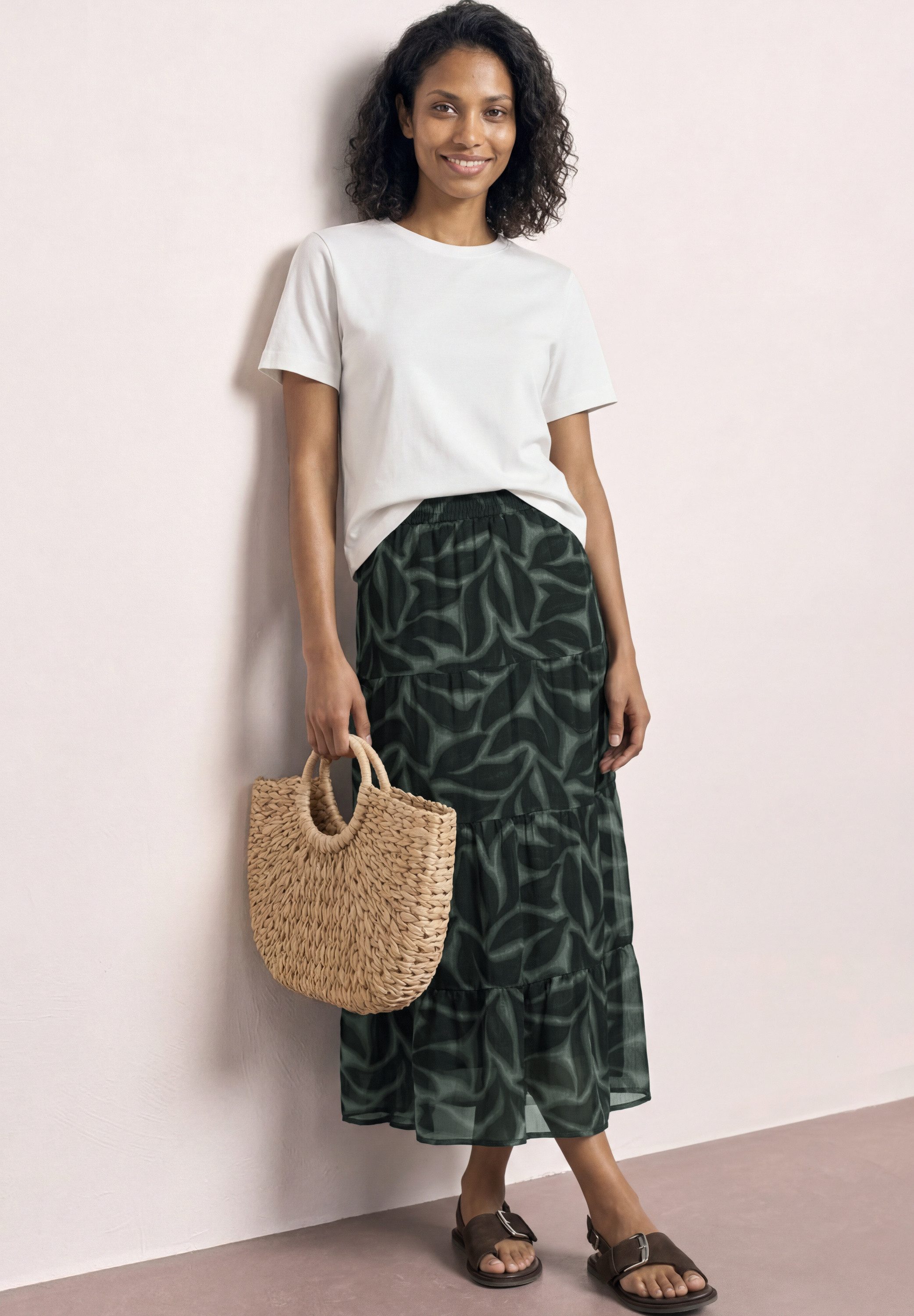 STREET ONE Maxirock Sommer aus Chiffon mit Print/Weich fallende Volants