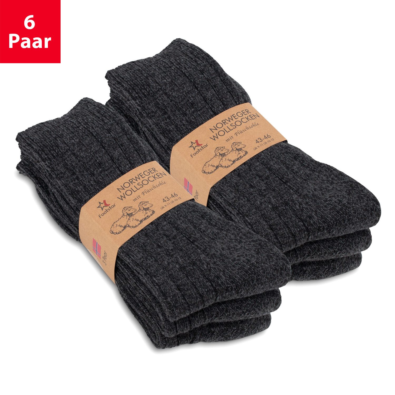 Footstar Norwegersocken Winter Norweger Socken (6 Paar) Frottee Plüschsohle günstig online kaufen