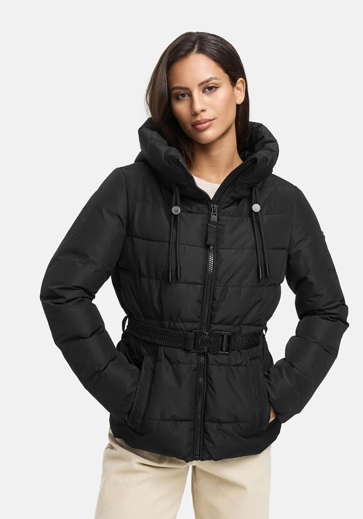 Marikoo Winterjacke Himee mit praktischem Taillengürtel und robuster Klickschnalle