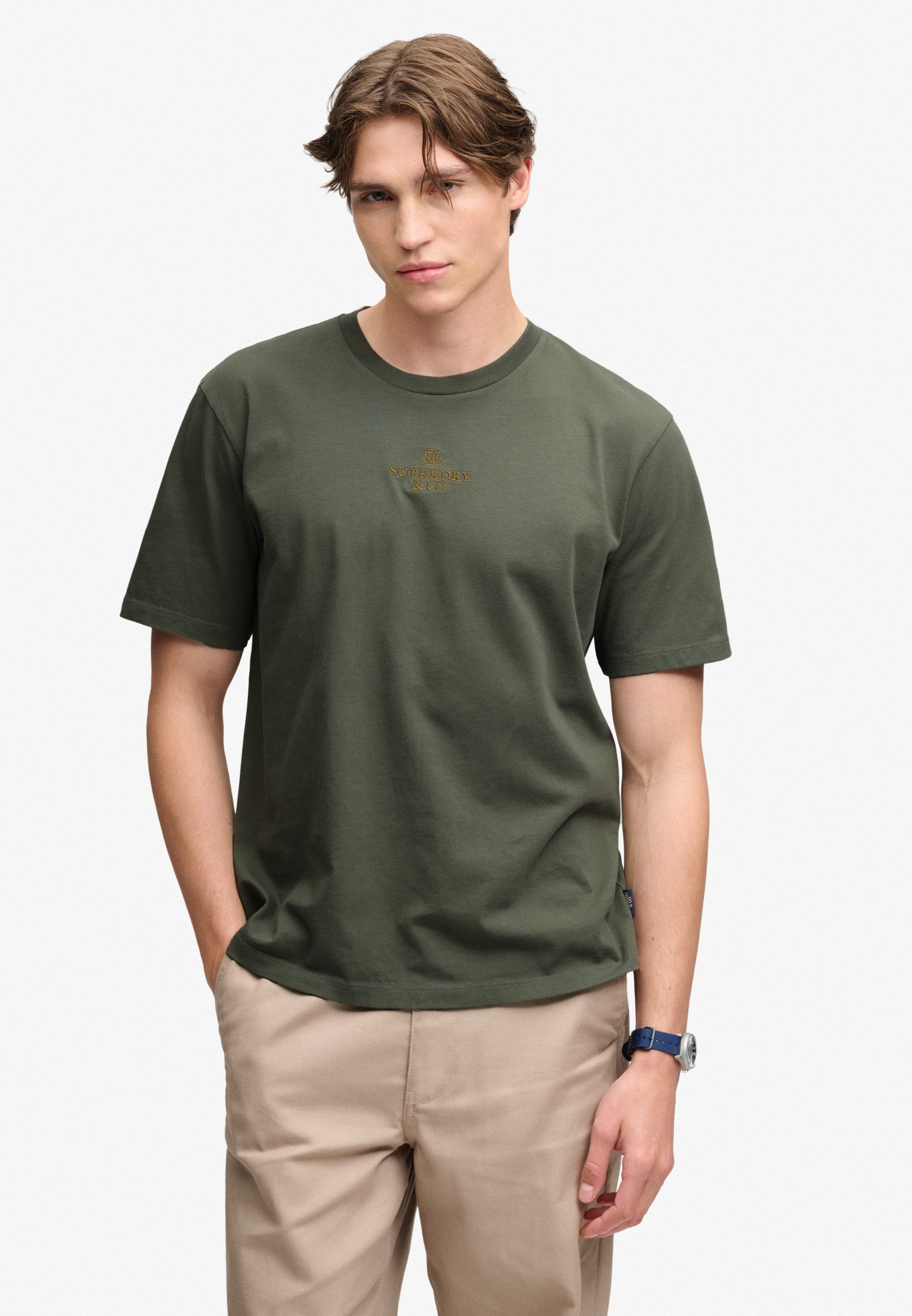 Superdry Rundhalsshirt MICRO LOGO T SHIRT Baumwolle, loose fit