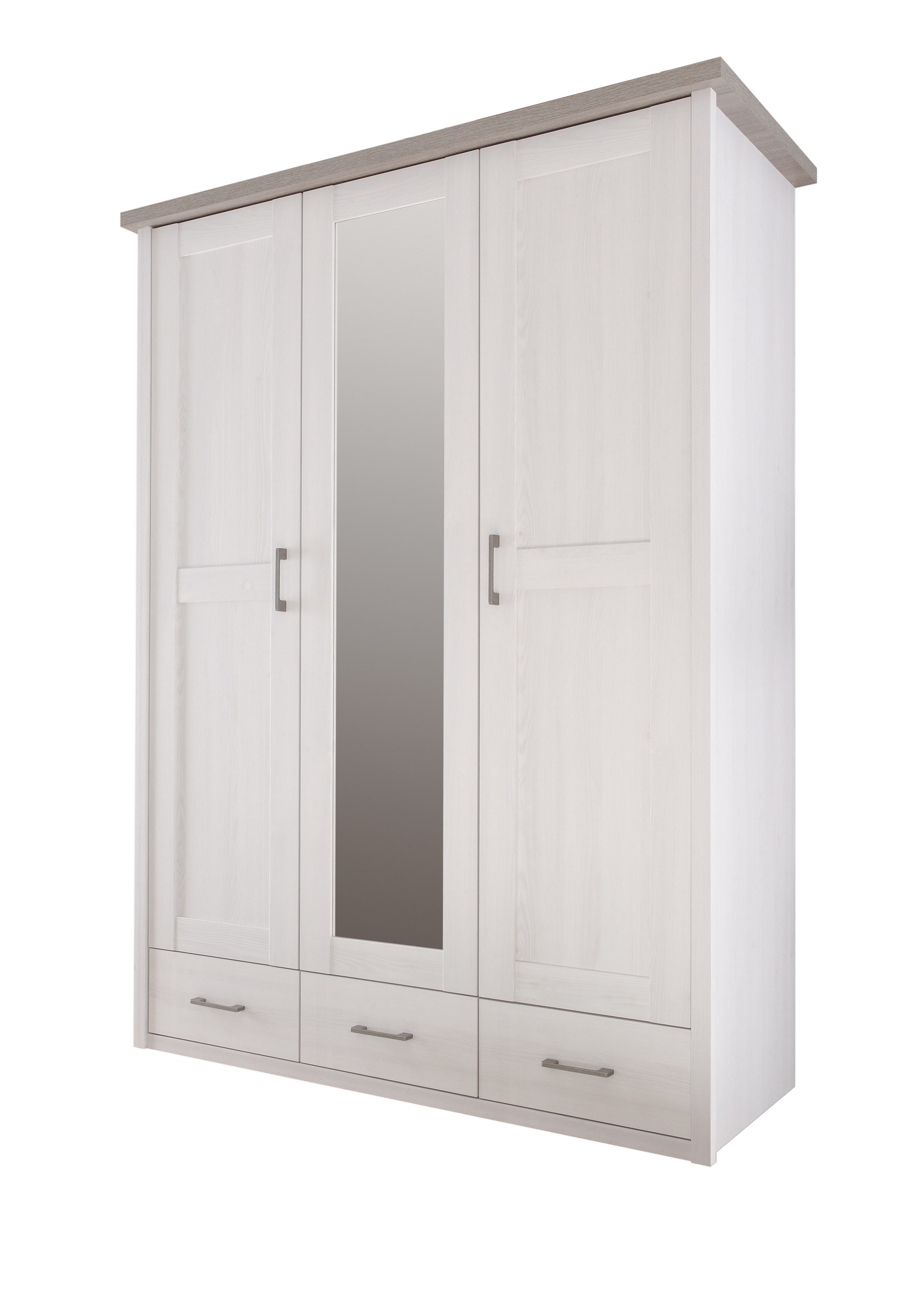 möbel-direkt.de Jugendzimmer-Set Jugendzimmer Luca in Pinie Weiß und Trüffel, (Komplett Set, 5-tlg., in verschiedenen Varianten wählbar), Kleiderschrank mit Spiegeltür