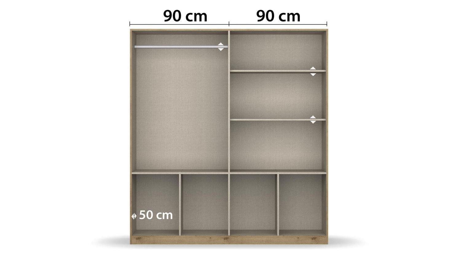 rauch BLUE Kleiderschrank Kleiderschrank Celle ca. 181x197 cm 8 Schubladen grau hochglanz