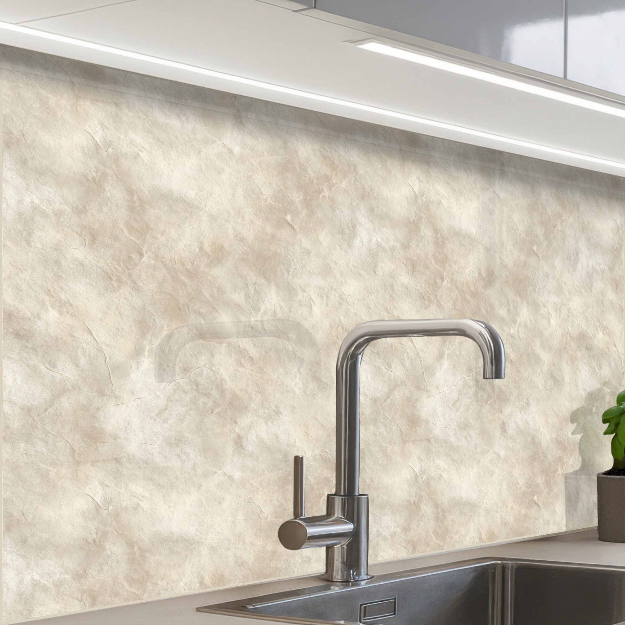 KitchenYeah Küchenrückwand Muster selbstklebend (keine Folie) Beige - Reliefstruktur - Naturstein, (1-tlg), Spritzschutz, Küche, Rückwand, Küchenwand, Küchenfront, 30x20 cm